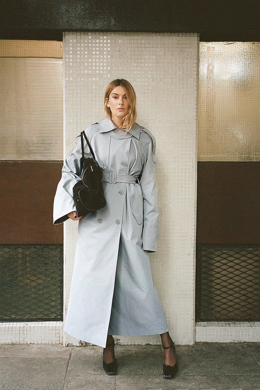 Camille Charriere x NA-KD Oversized Corduroy Detail Trenchcoat - Trenchcoats - Grey - EU 32 - NA-KD / NAKD