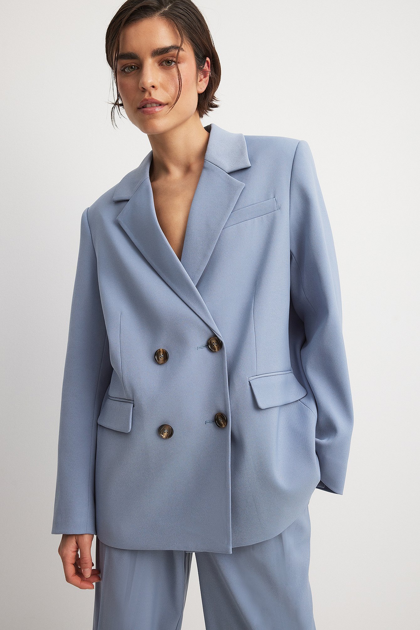 Oversized Double Breasted Blazer Blue | NA-KD