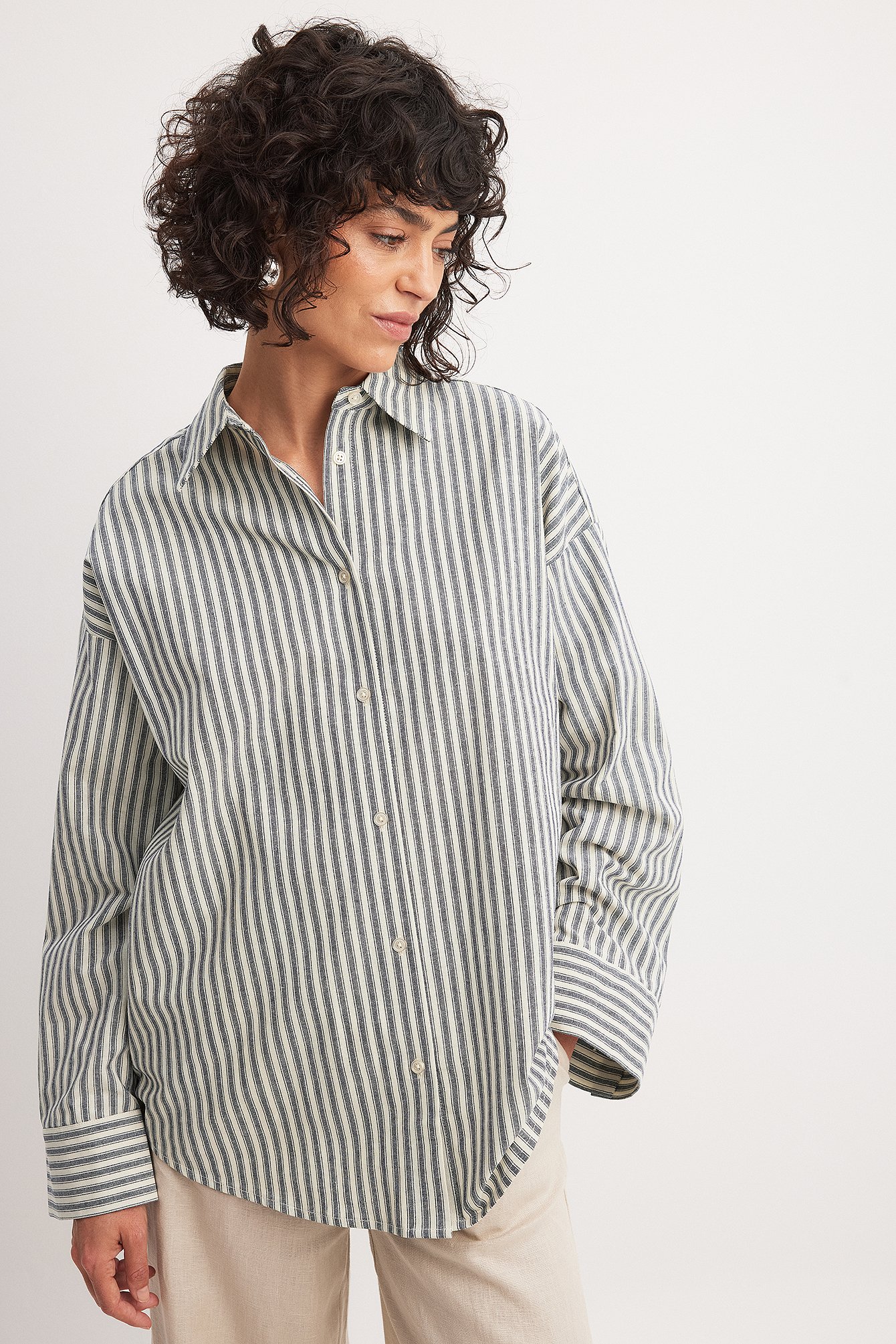 NA-KD Oversize-Hemd aus schwerer Baumwolle - Hemden - Stripe - EU 44 - NA-KD / NAKD