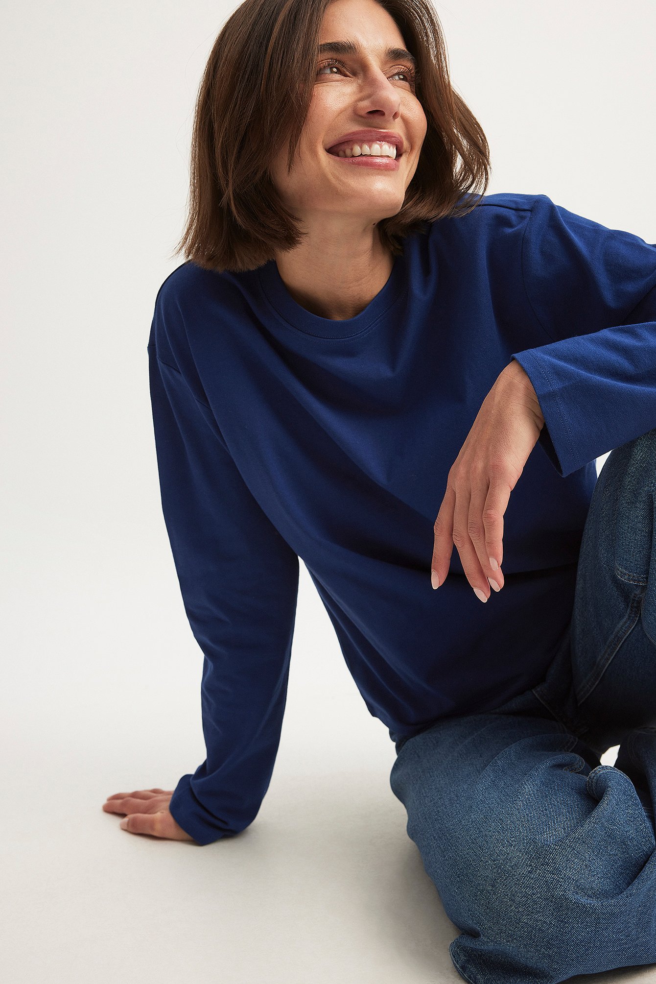 NA-KD Basic Oversize-Oberteil mit langen Ärmeln - Blue