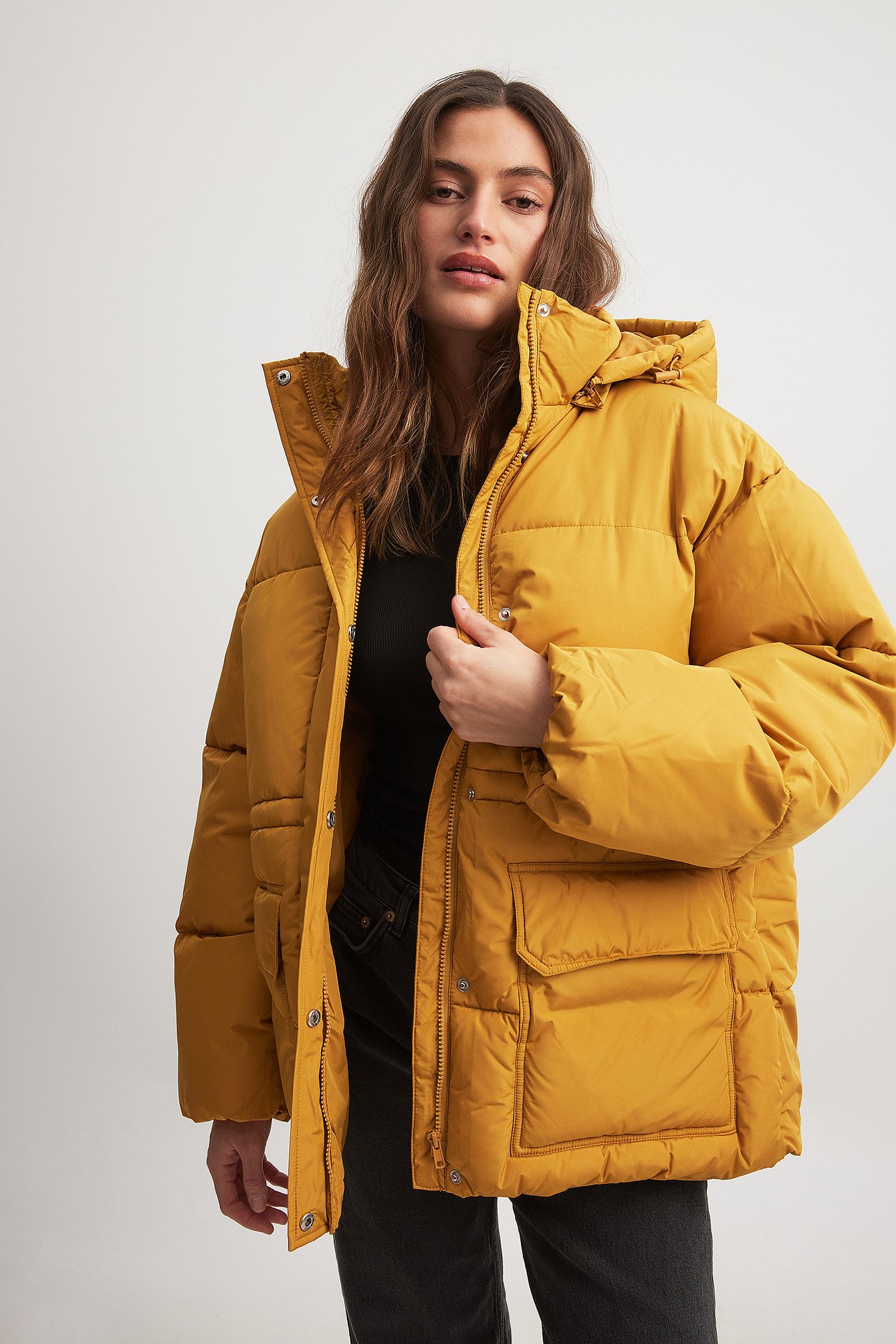 Oversized Padded Jacket Yellow | NA-KD