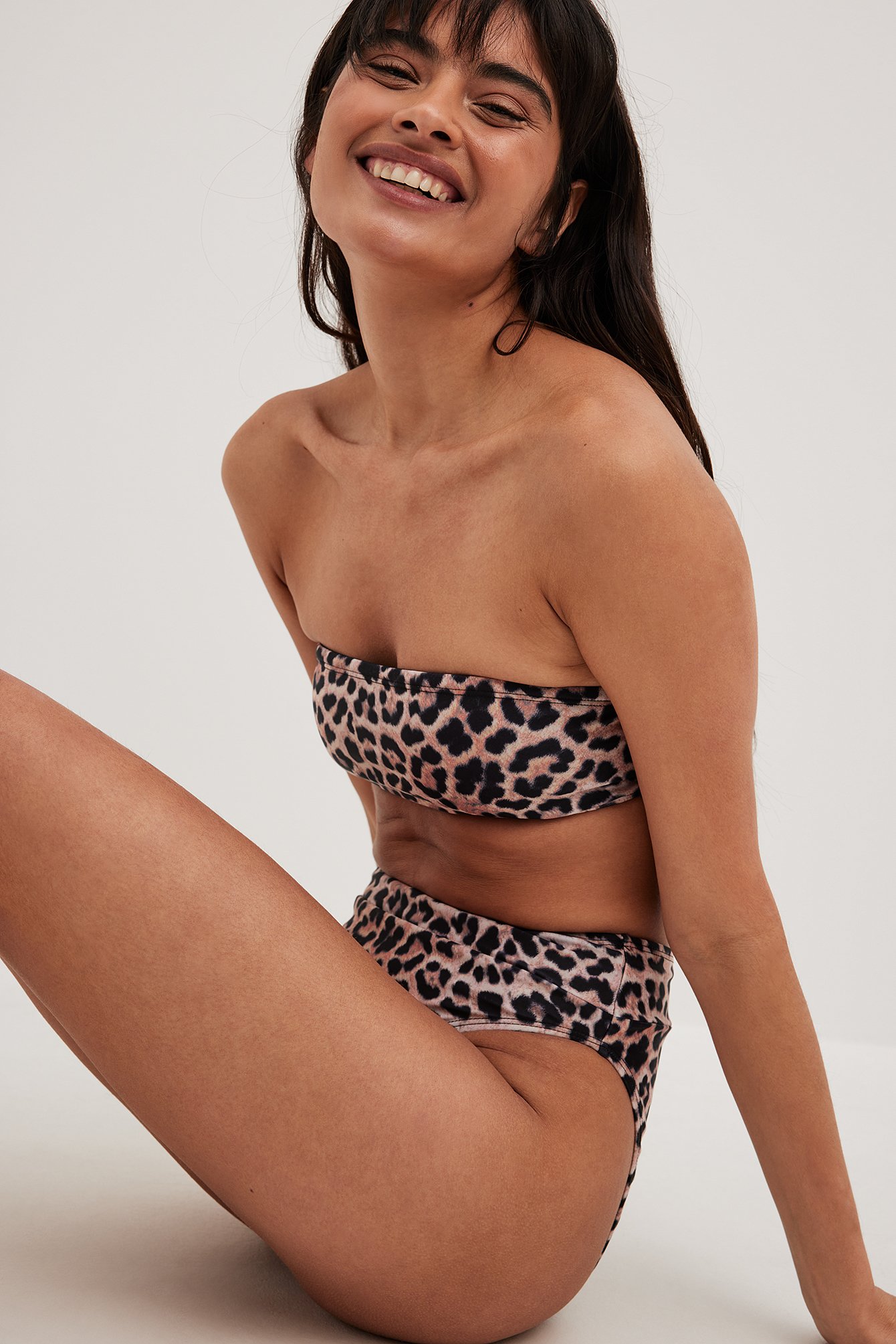 Padded Bandeau Top Bikini | NA-KD Leopard