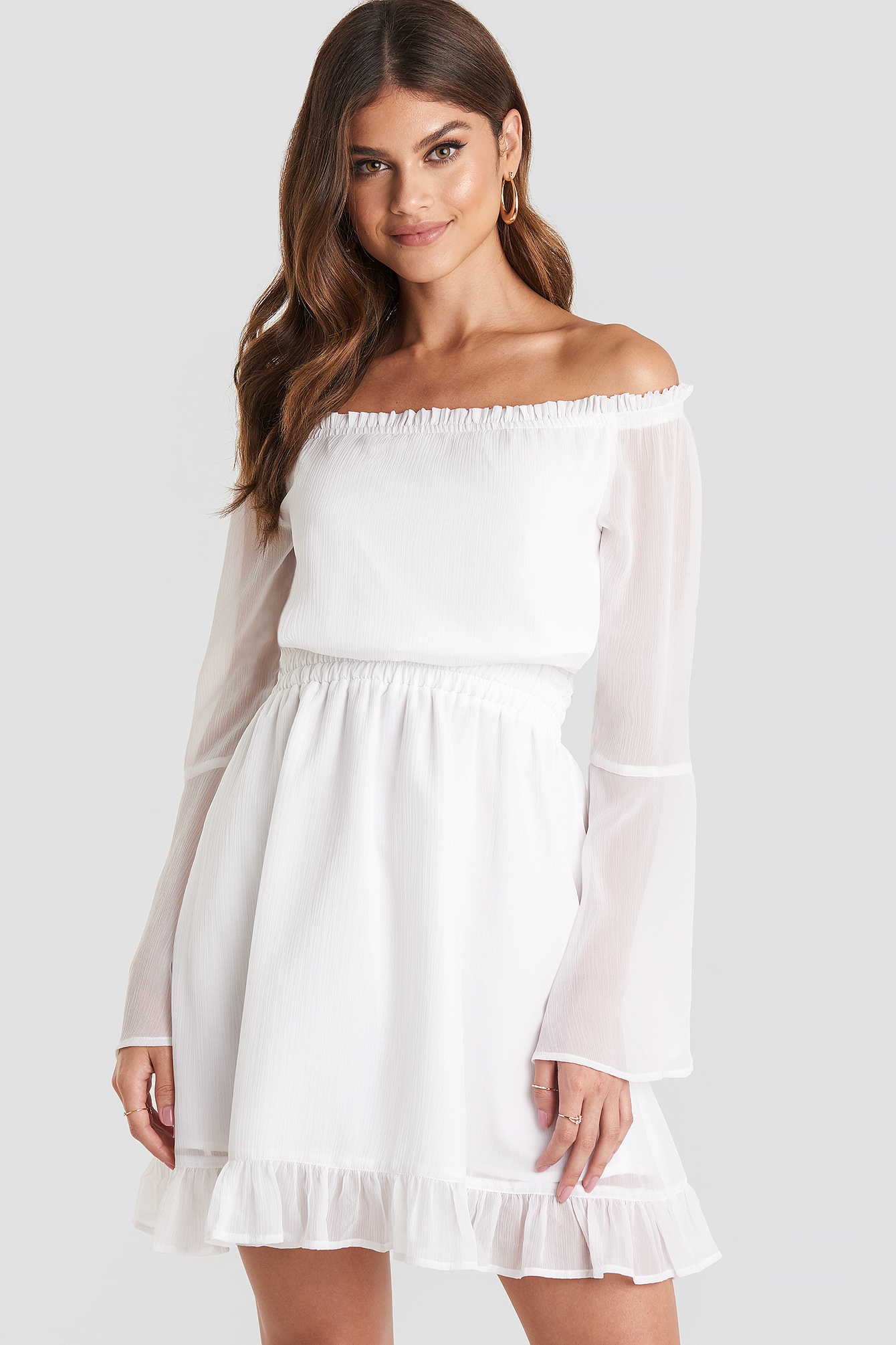 Paulinye X Na-kd Off Shoulder Mini Dress - White | ModeSens