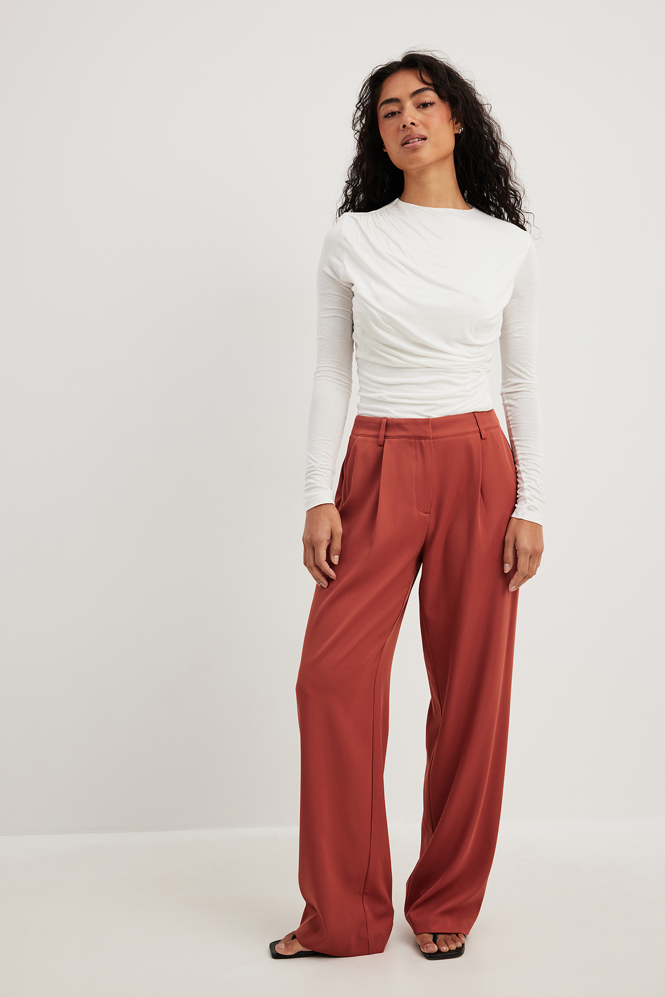 Ready to Ship Frankie Burgundy Red Trousers Barrel Trousers Linen