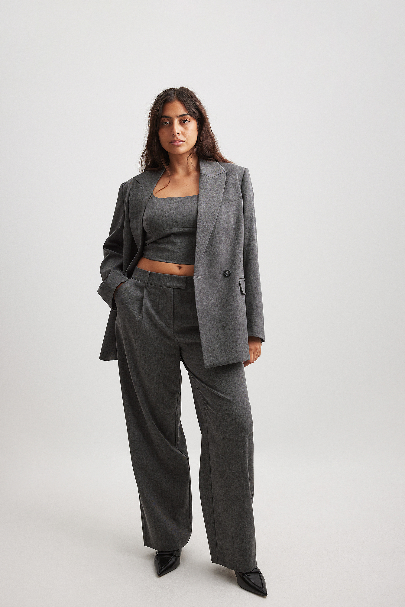 ASOS DESIGN extreme wide leg suit trousers in navy crepe | ASOS