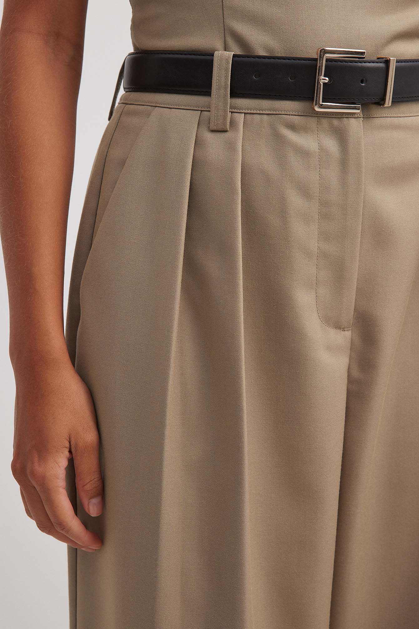 NA-KD pleated wide leg pants in beige - part of a set