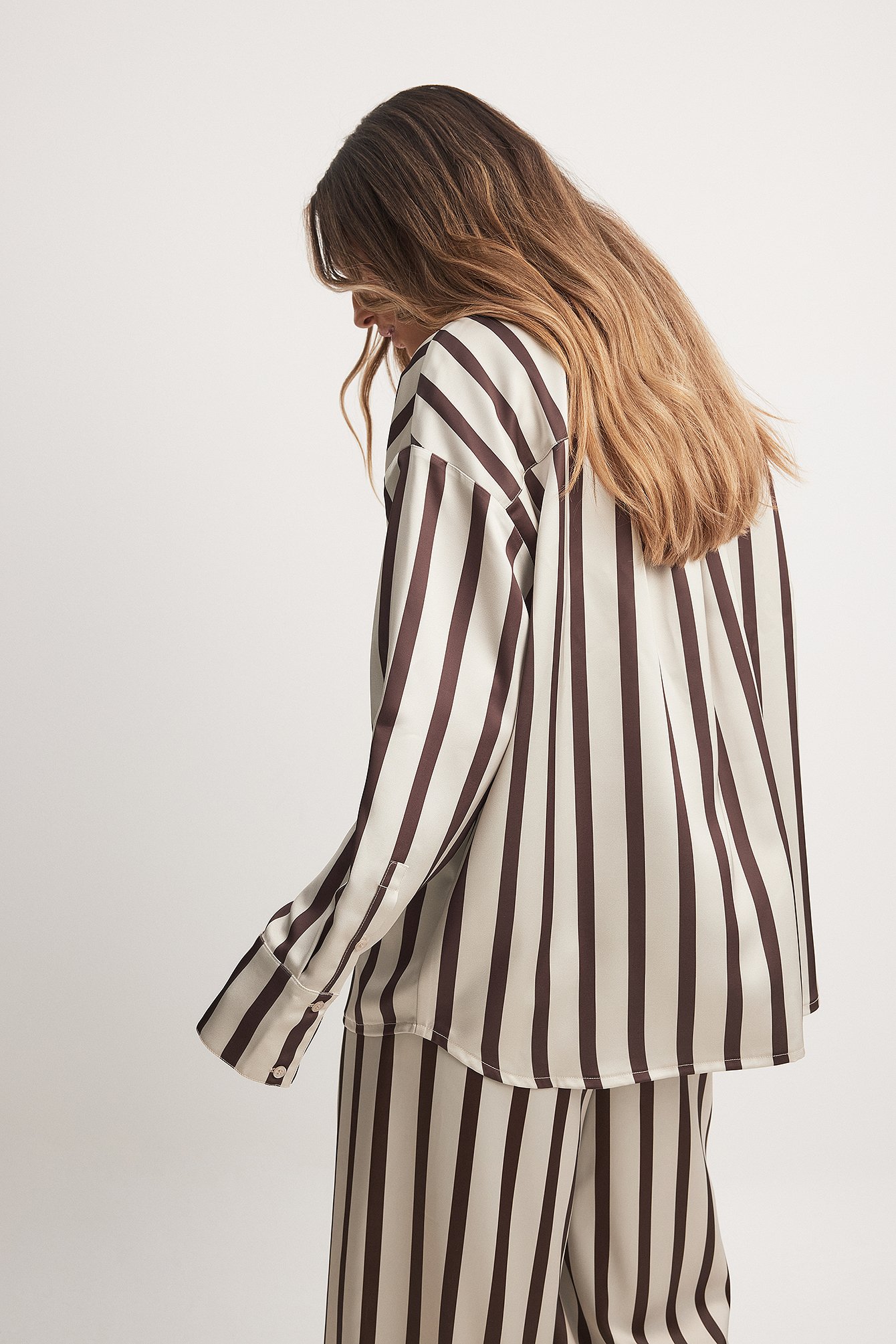 NA-KD Printed Oversized Shirt - Stripe