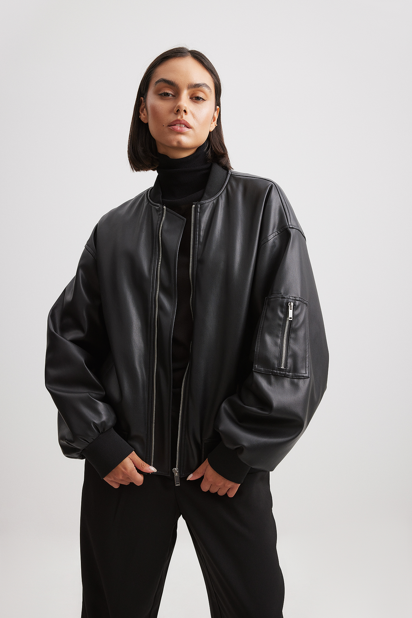 Faux Leather Pu Bomber Jacket Women Iconic Street Fashion Cropped