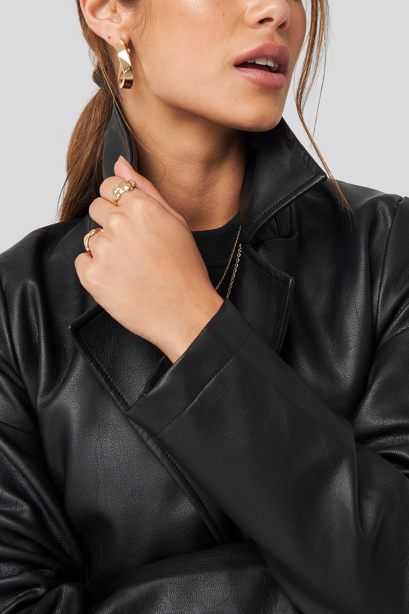 Belted PU Coat Black | na-kd.com