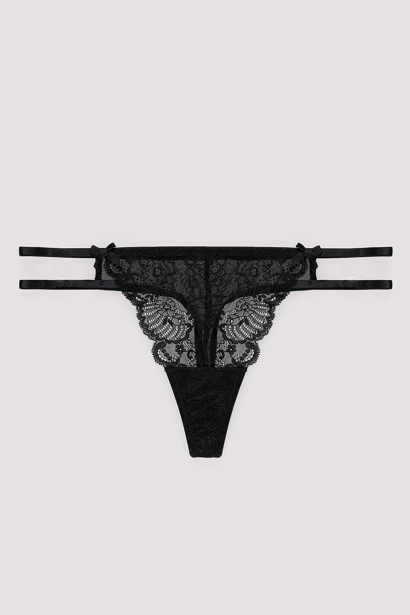 2 Pcs) Sexy Hollow Elastic Double-Strap Lace Thong Panty –