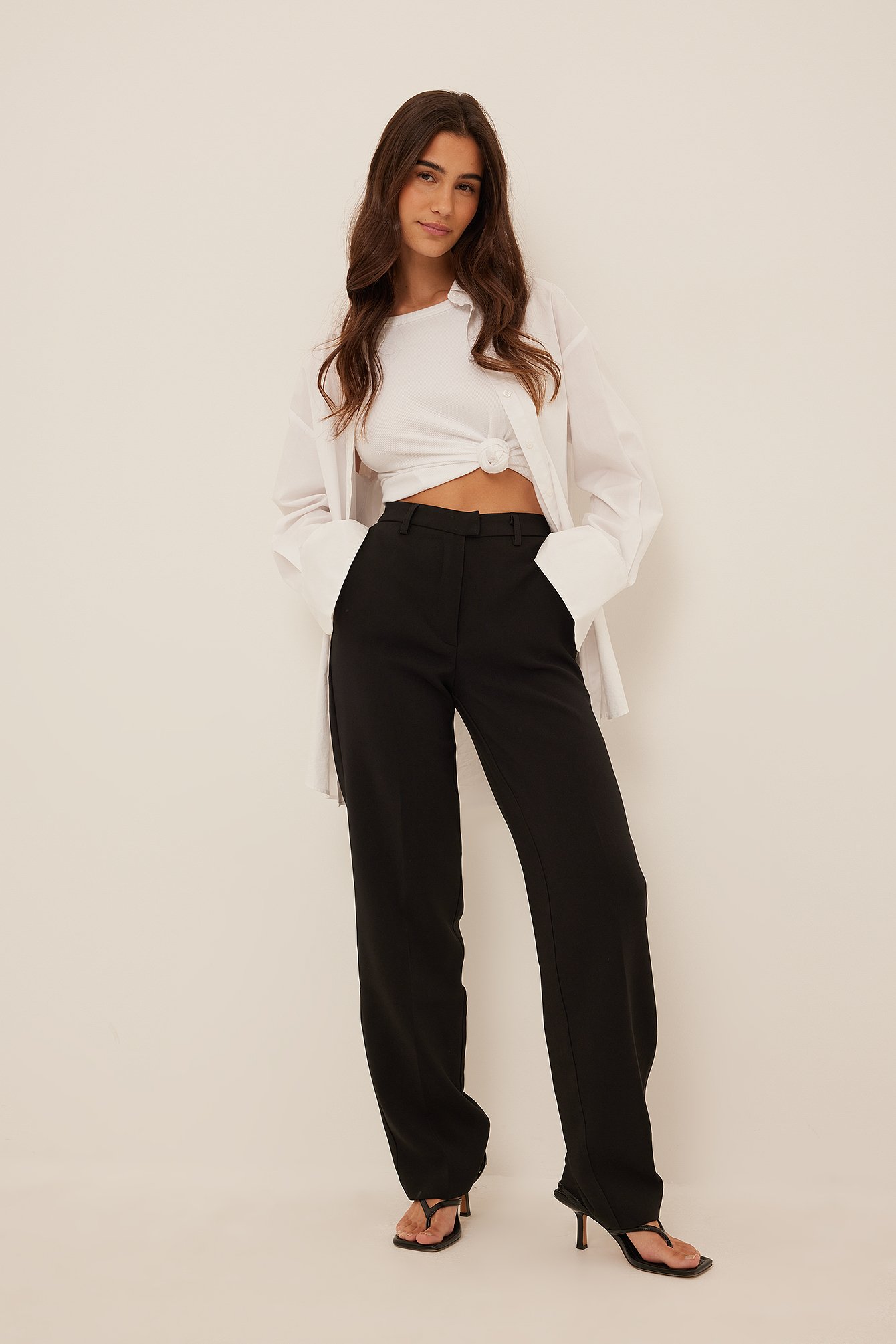 Recycled Straight Leg Suit Pants Black | na-kd.com