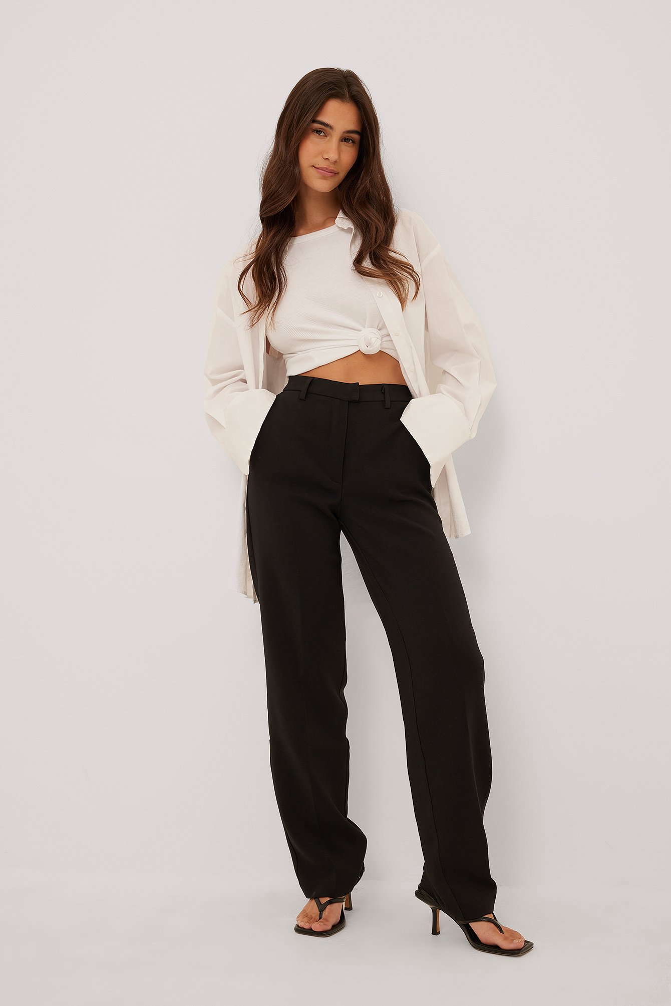 Recycled Straight Leg Suit Pants Black | NA-KD