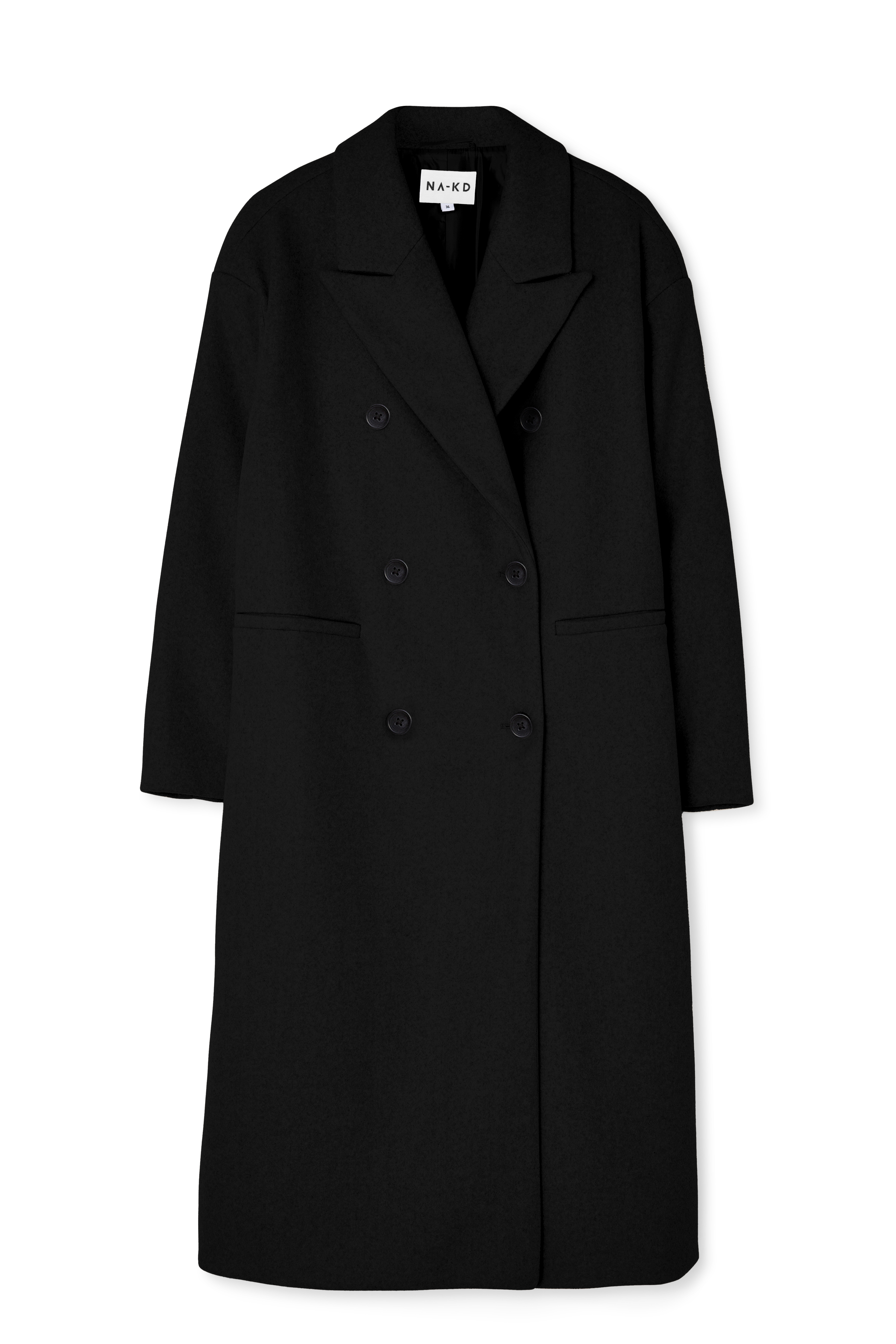 Na-kd Double Breasted Short Coat In Black | ModeSens