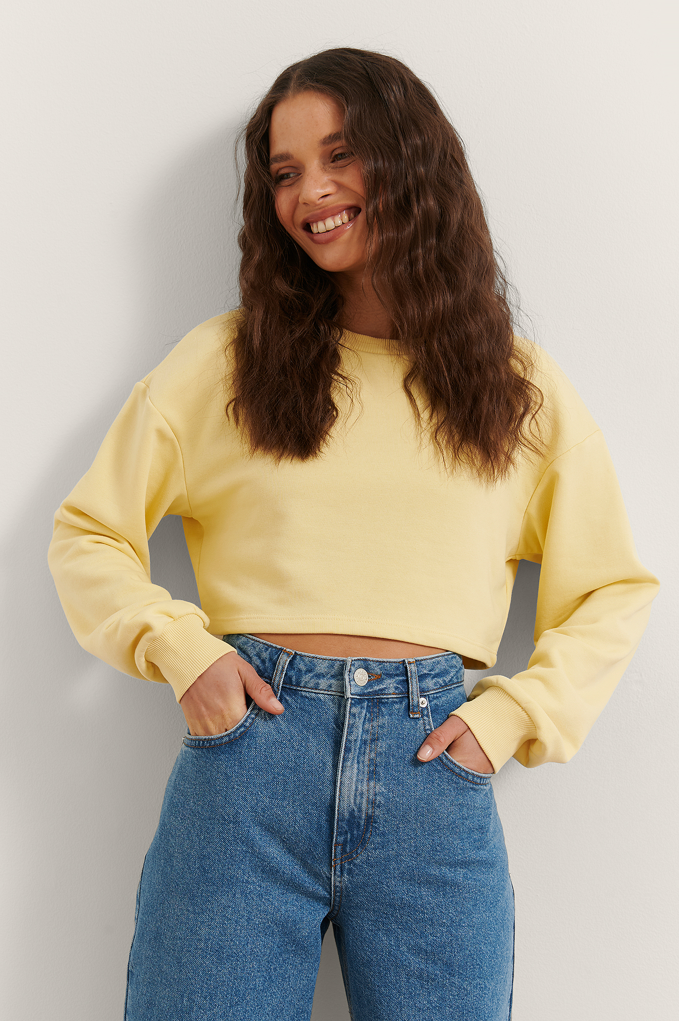 Yellow deals cropped sweater