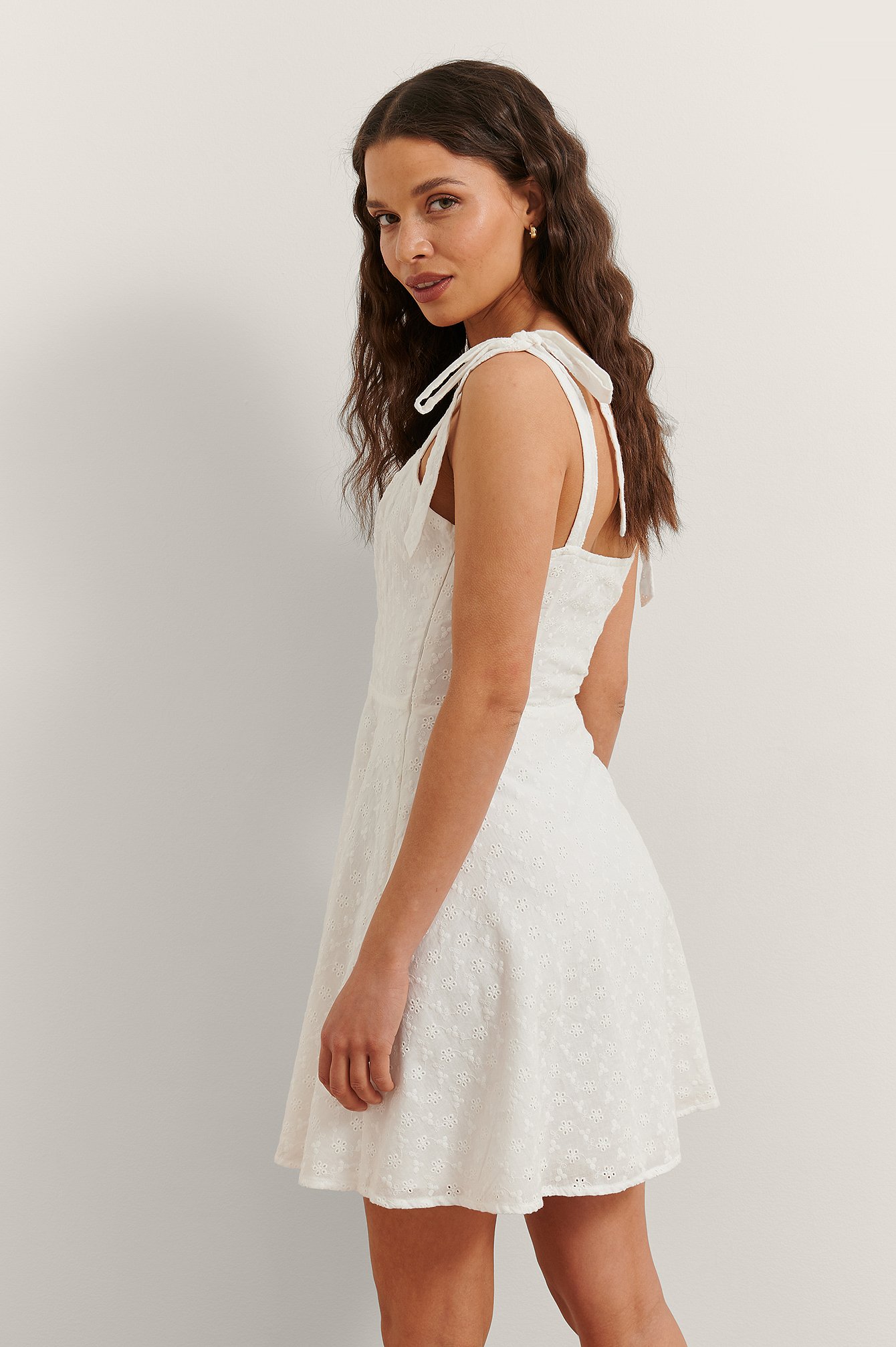 Embroidered Mini Dress White | na-kd.com