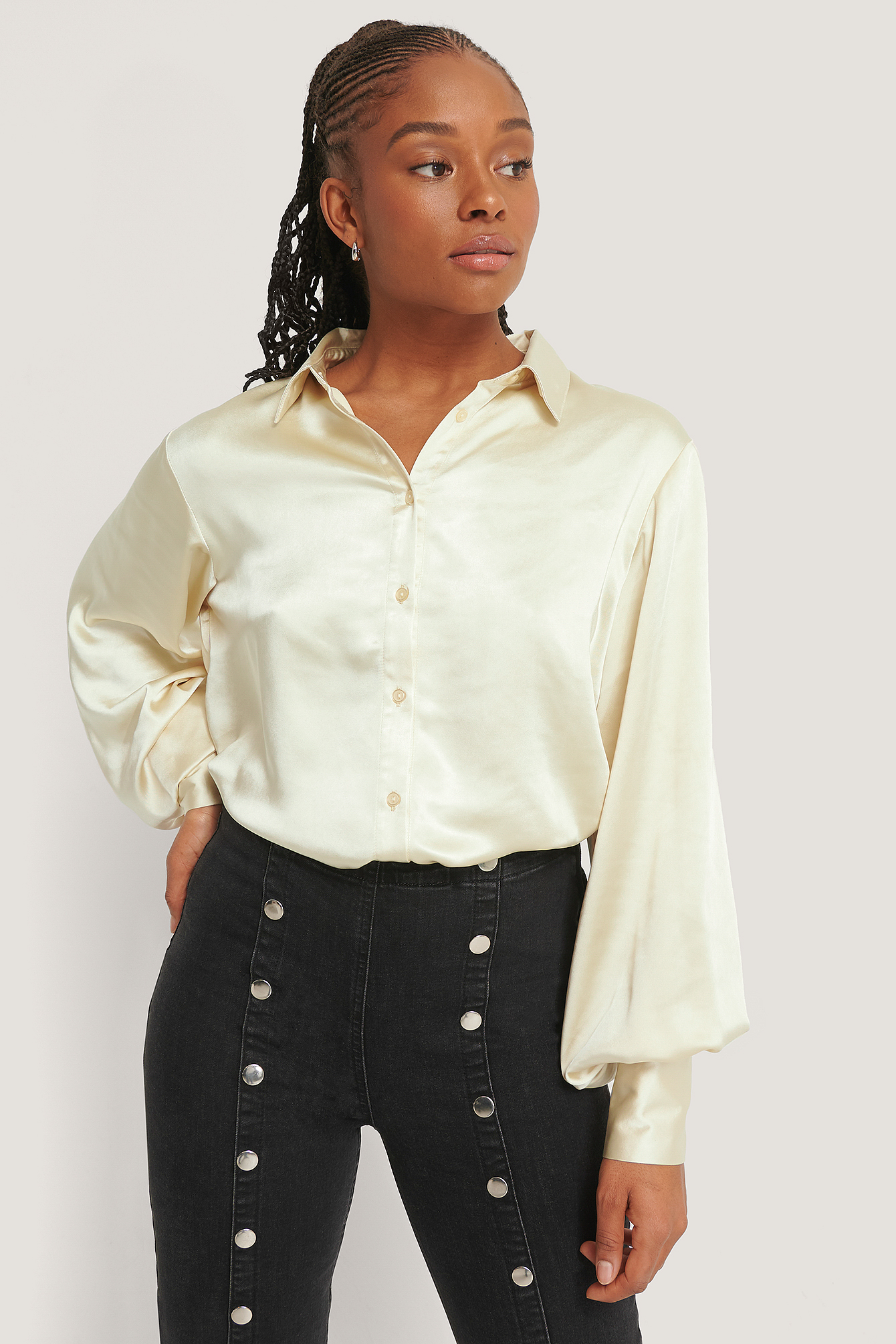 off white satin blouse