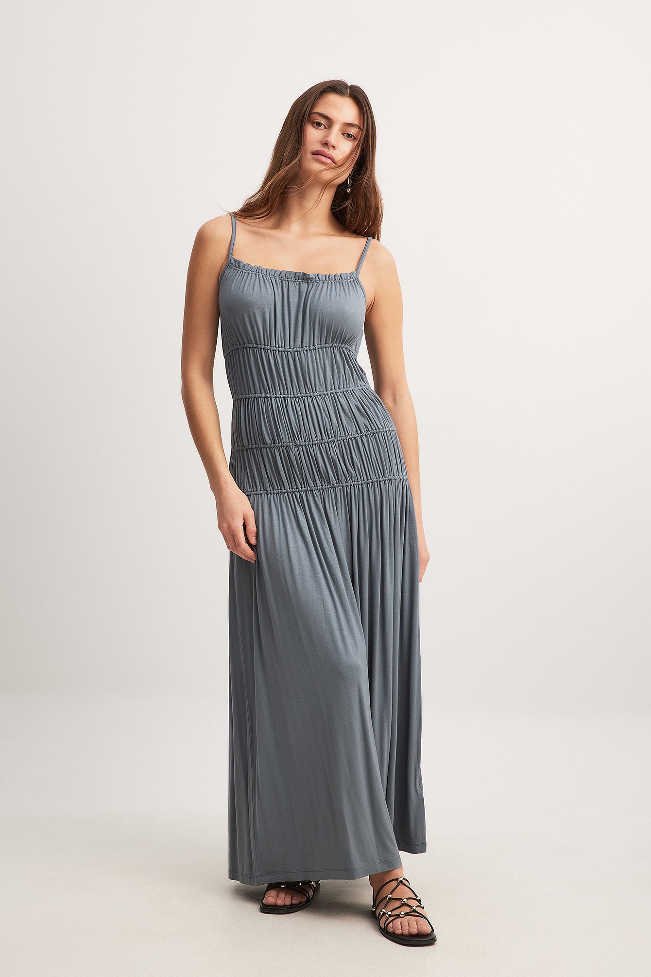 Rouched Midi Dress - Grey