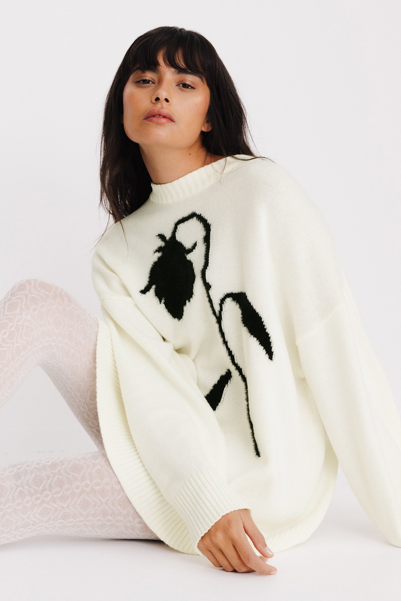 NA-KD Strickpullover mit Rundhalsausschnitt - Offwhite