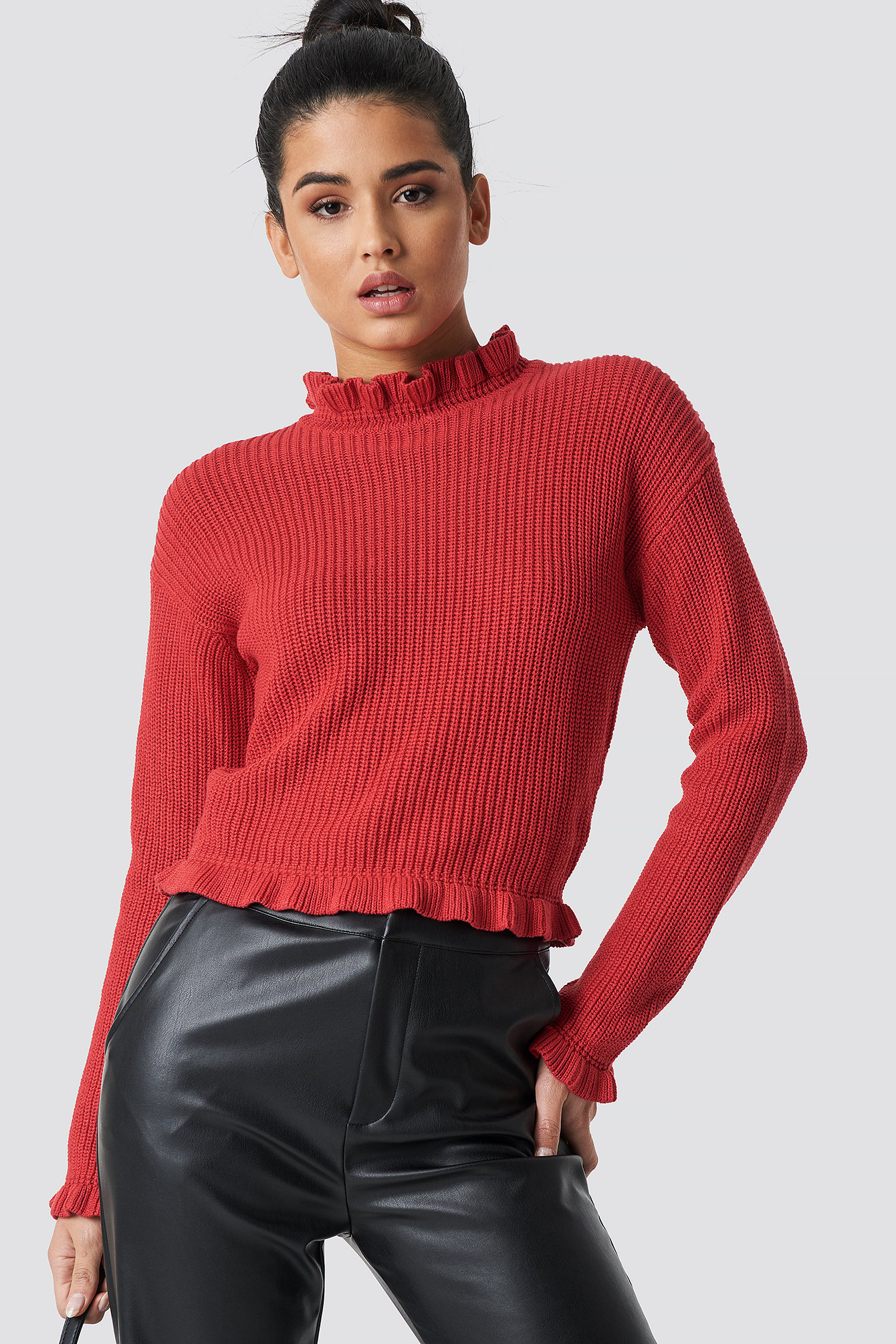 Emelie Frill Knit Red | NA-KD