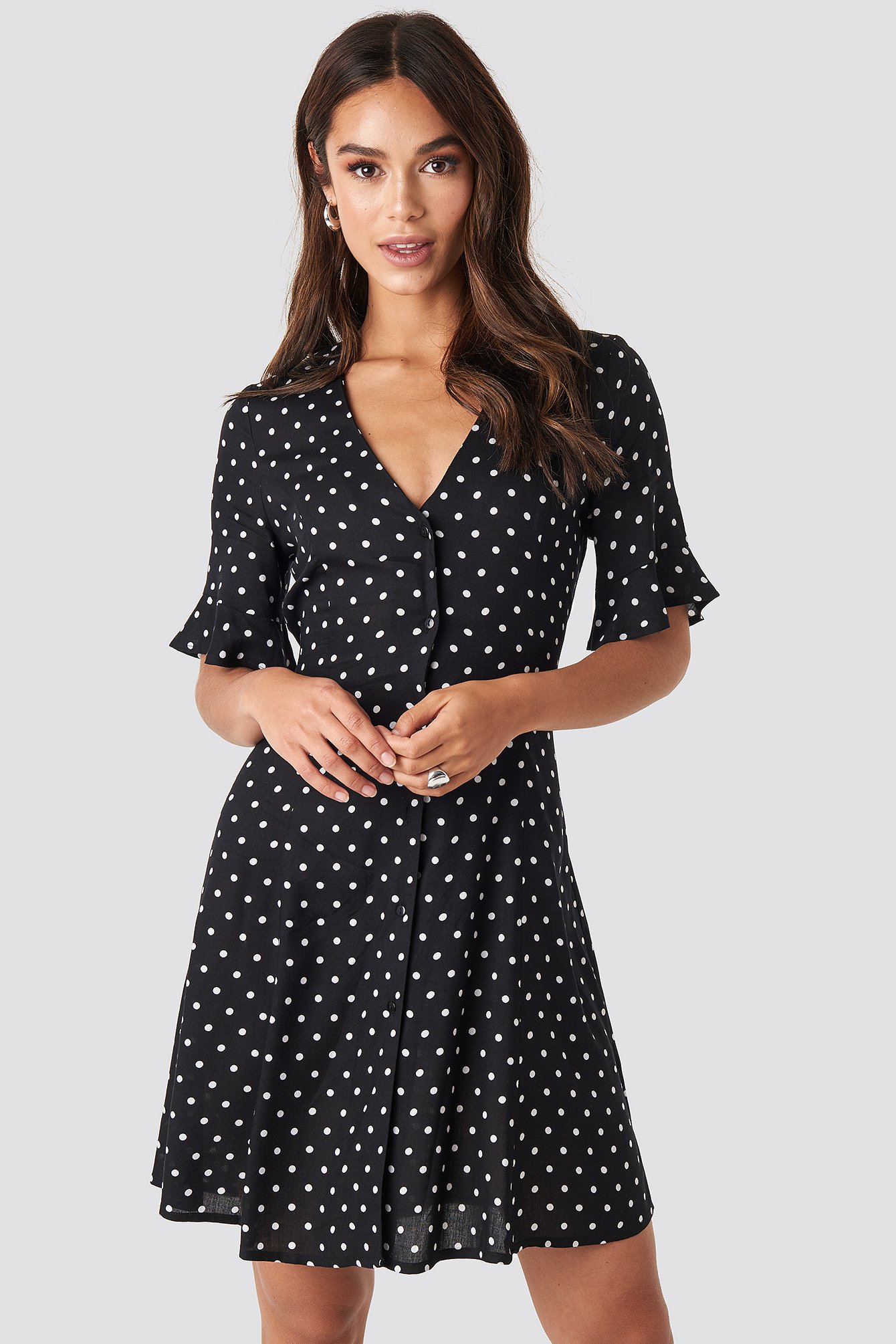 black white dots dress