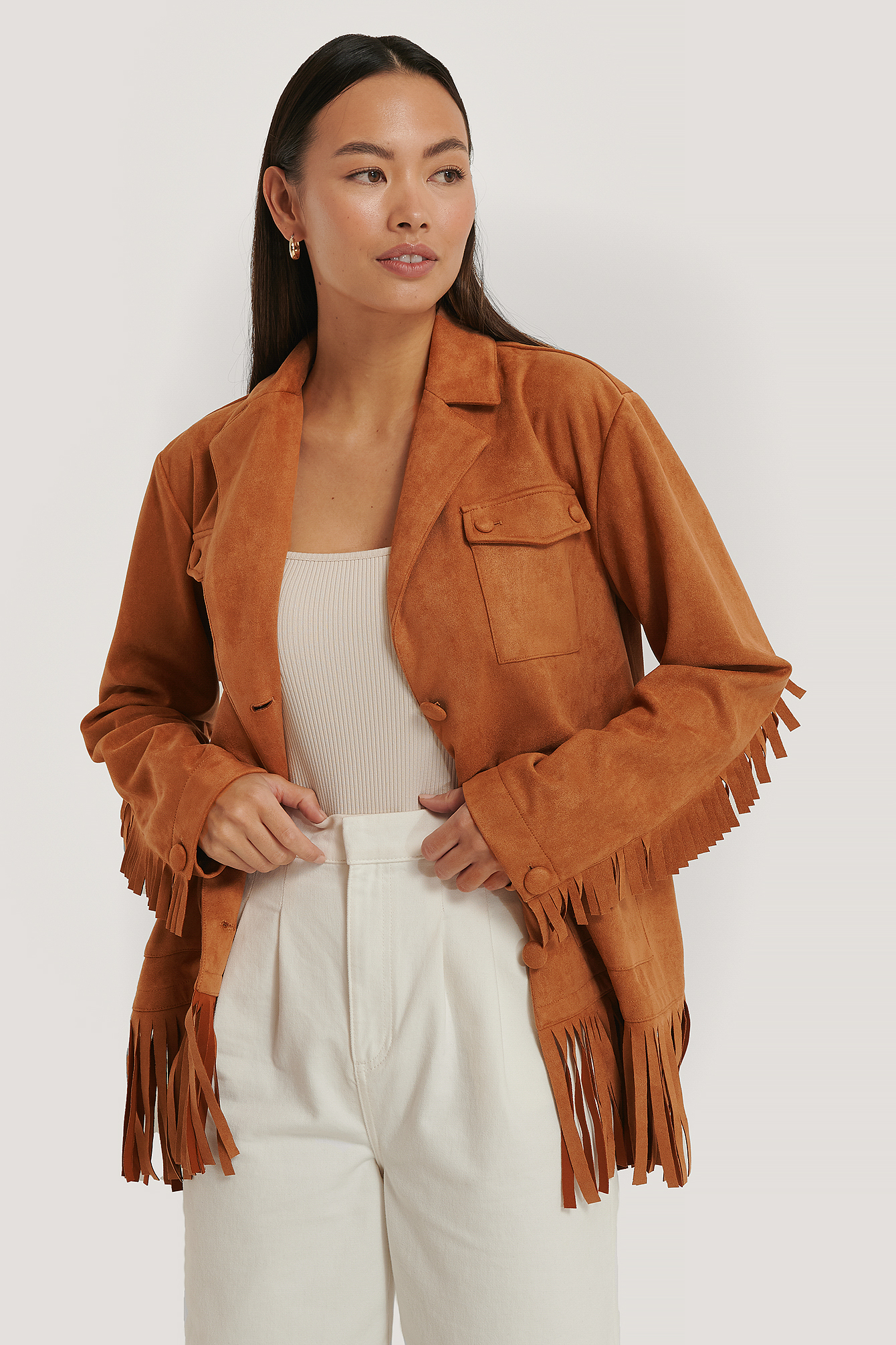 brown faux suede jacket