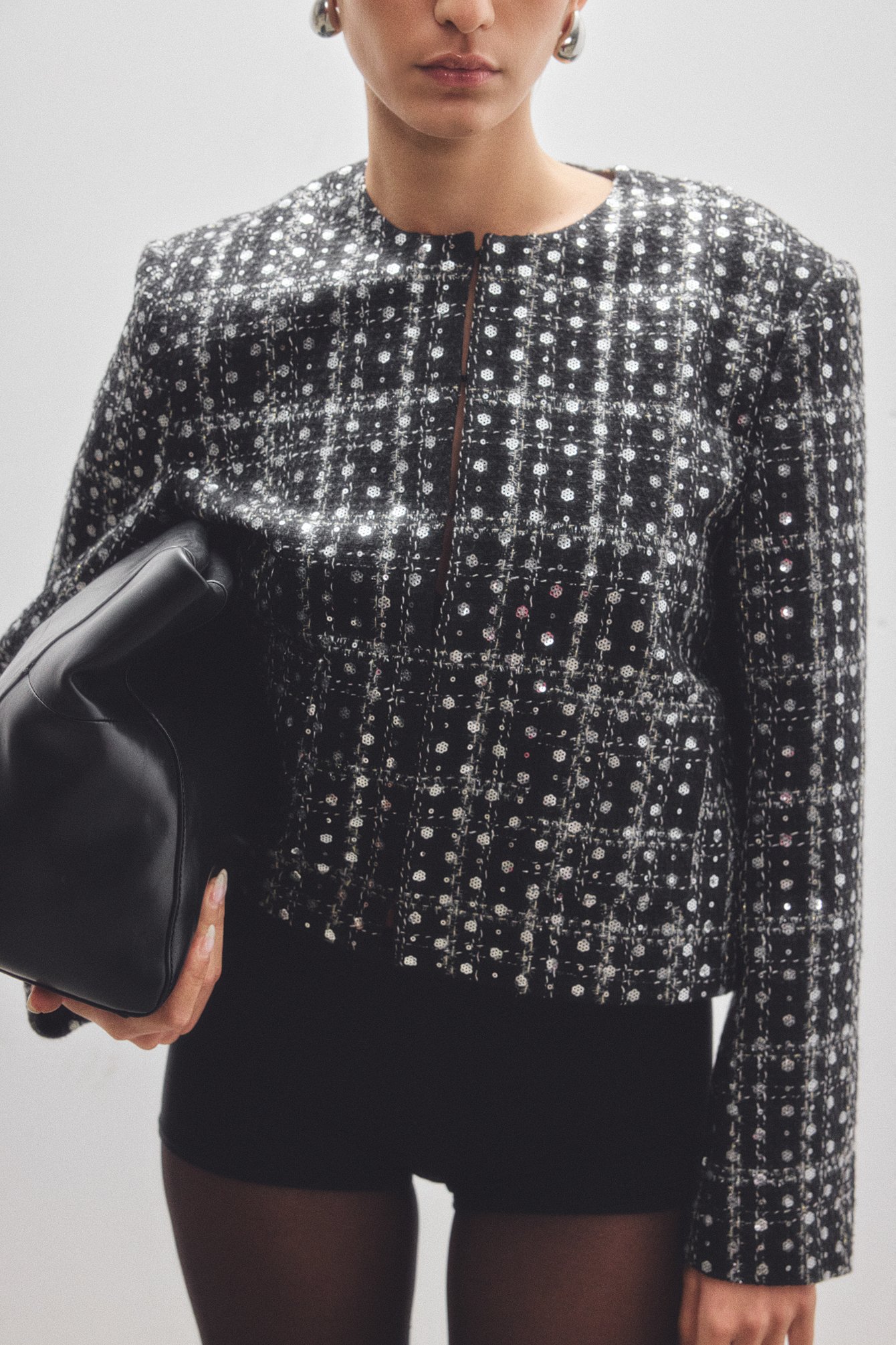 NA-KD Sequin Tweed Jacket - Jackets - Black - EU 40 - NA-KD / NAKD