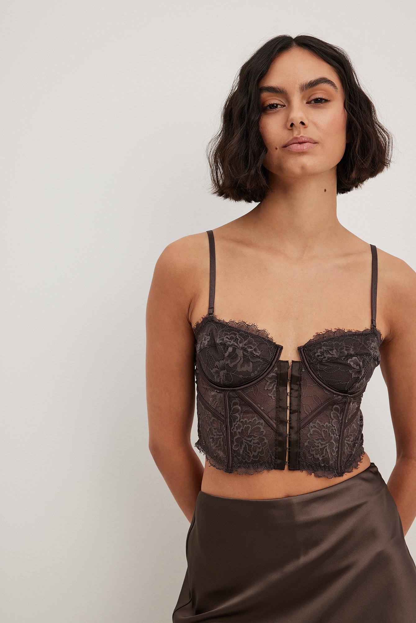 Out From Under Colette Faux Leather-Trim Balconette Bra