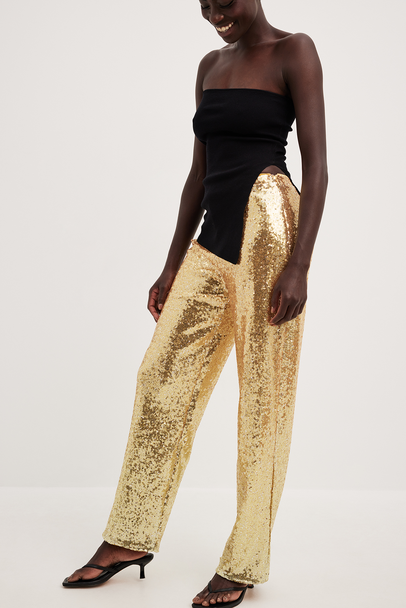 Gold Sequin Wide Leg Trousers  All Occasions Closet