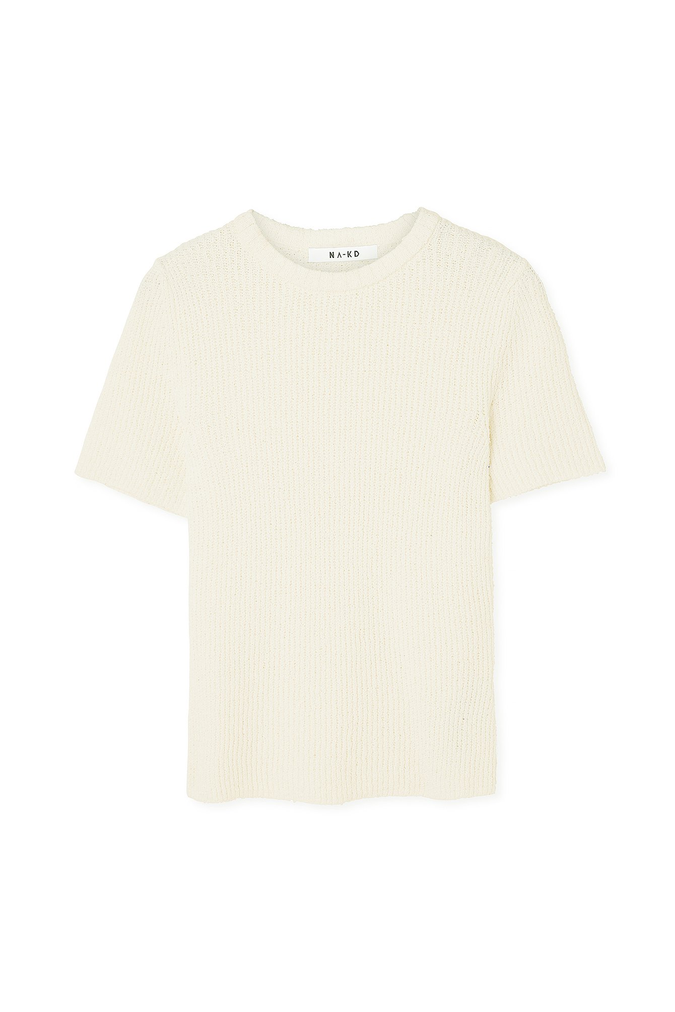 Short Sleeved Knitted Top Offwhite | NA-KD