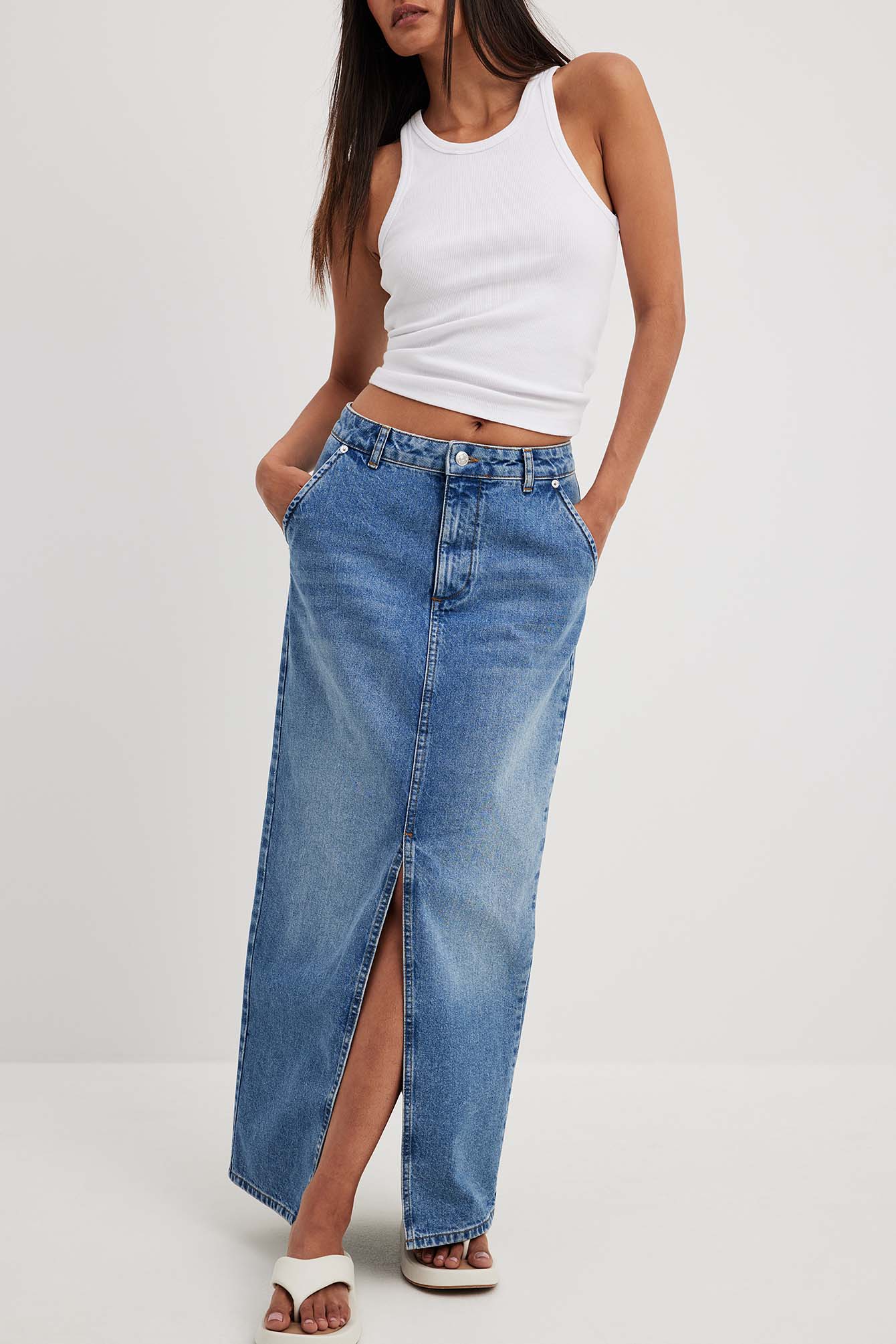 Maxi Denim Skirt By Cotton On Trending Now!, 48% OFF