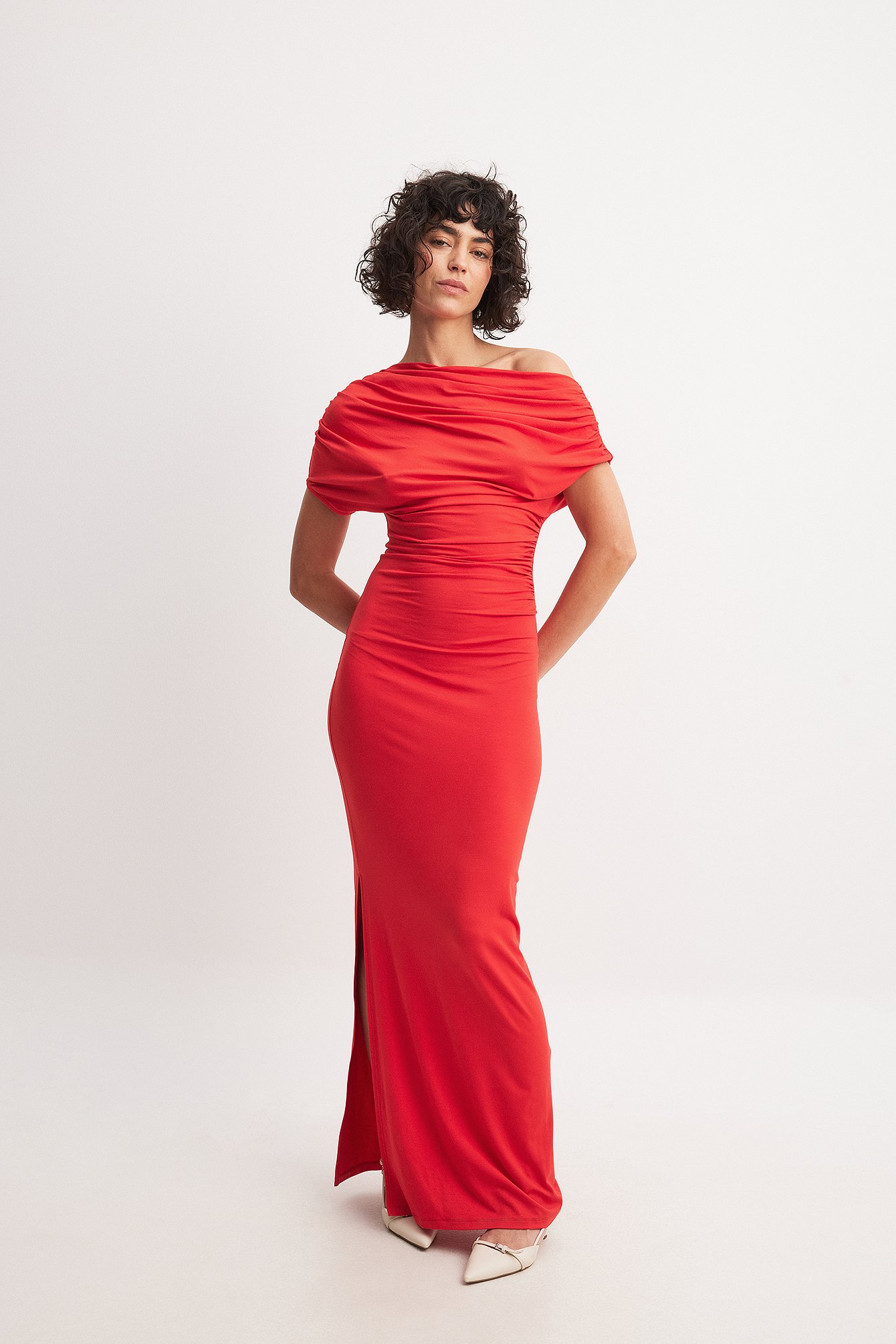 Soft Line drapiertes Maxikleid - Red