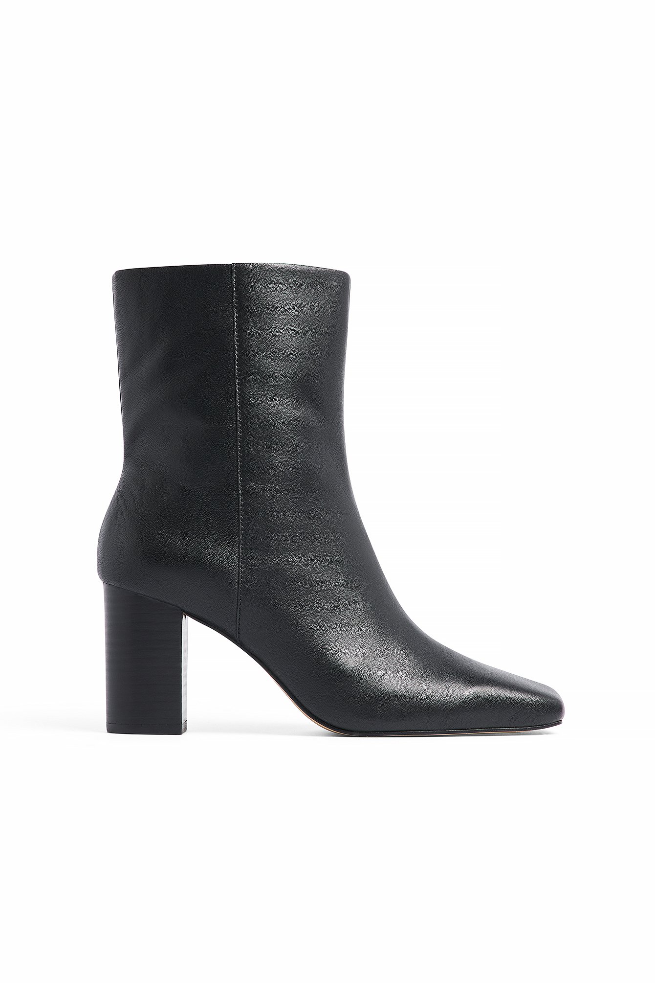 NA-KD Squared Toe Leather Ankle Boots - Leather Shoes - Black - EU 39 - NA-KD / NAKD