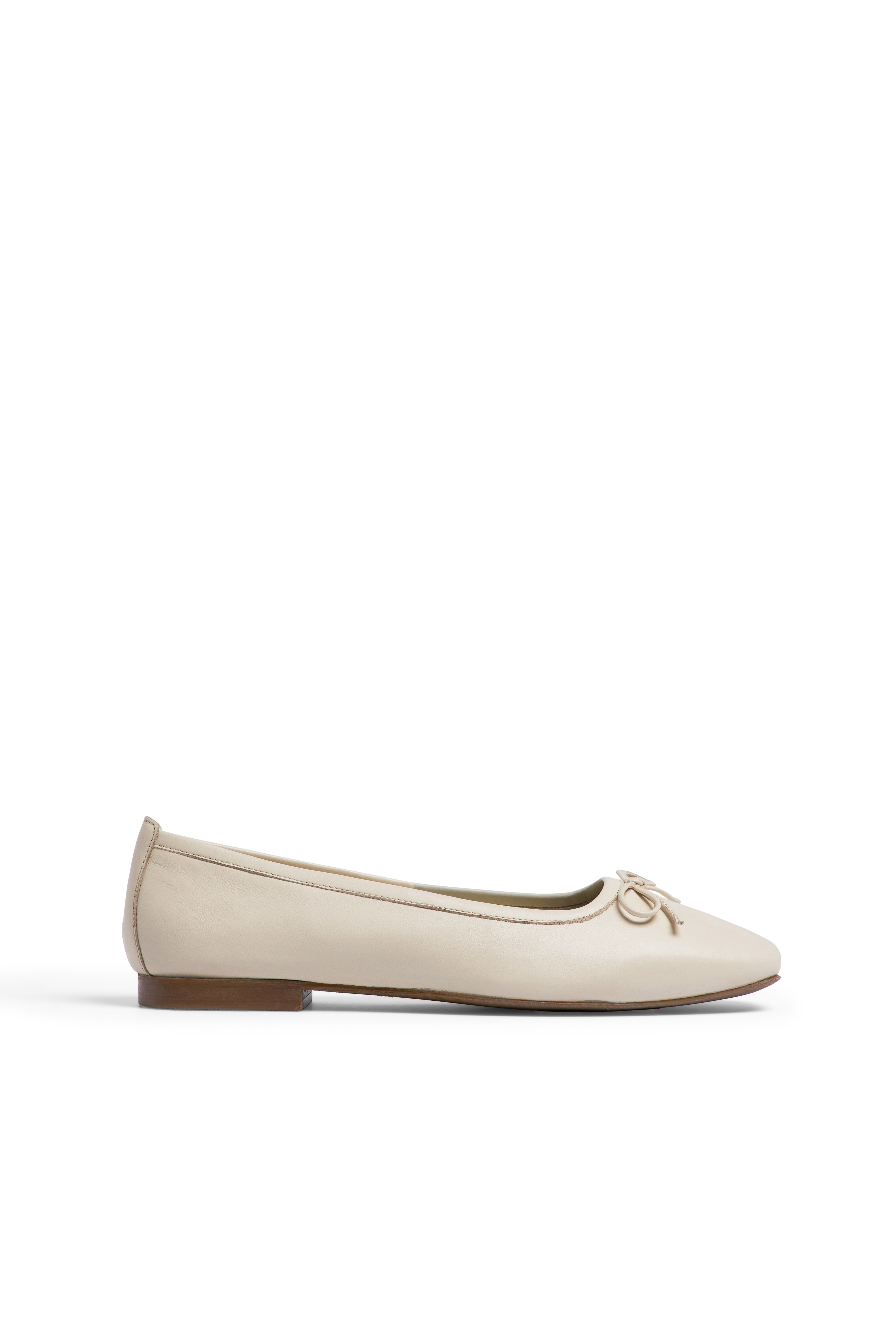 Squared Toe Leather Ballerinas Offwhite | NA-KD