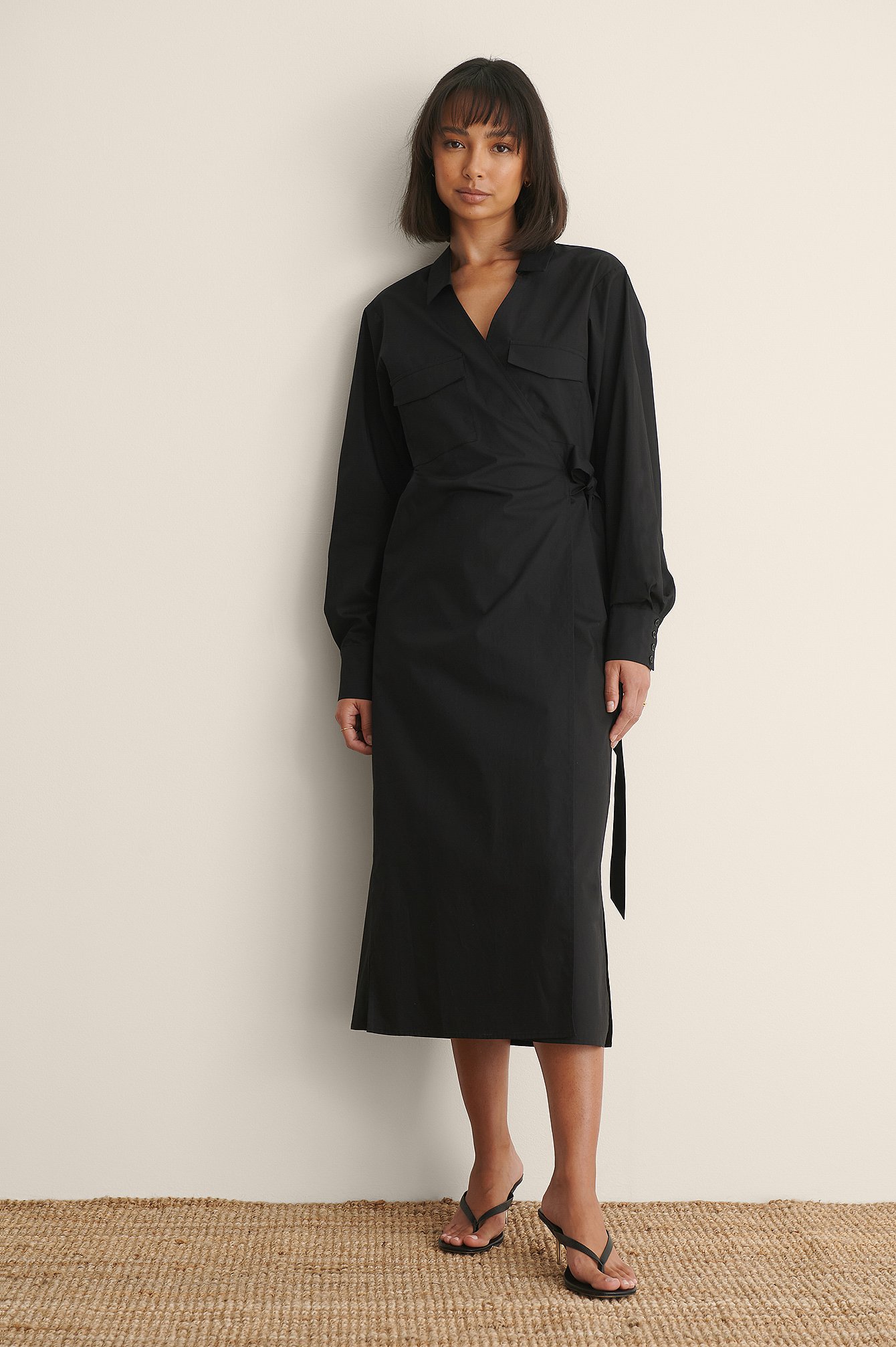 black shirt dress with pockets