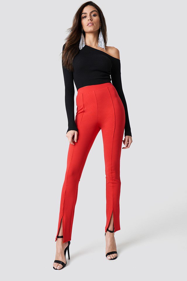 Front Slit Pants Red | na-kd.com