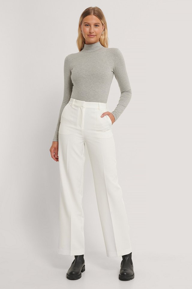 wide leg suit trousers white