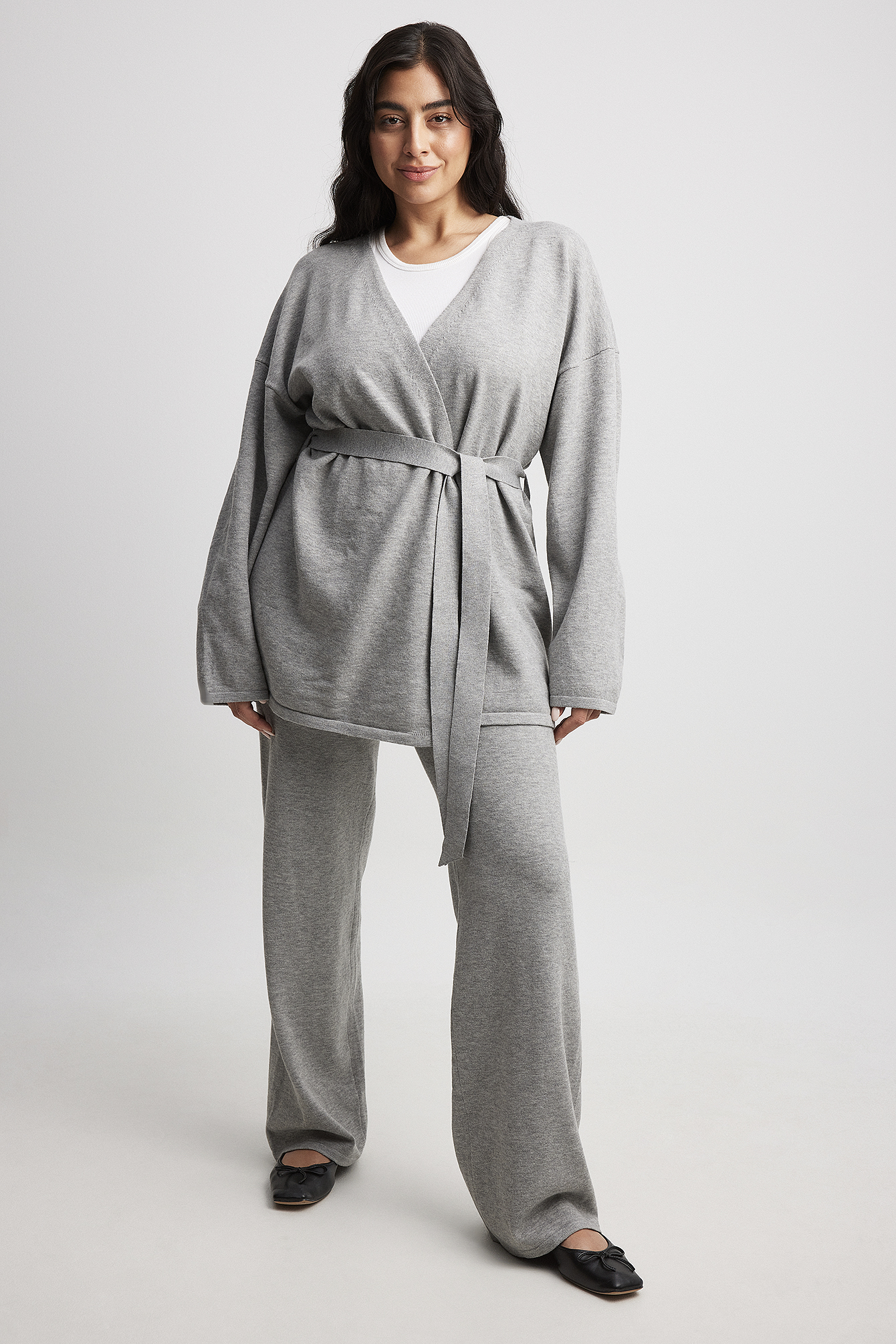 Knitted Wide Trousers Grey