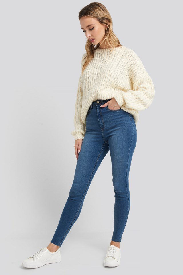 Super High Waist Skinny Jeans Blue | na-kd.com