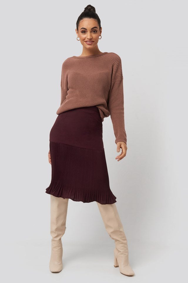 Pleated Detail Skirt Red | na-kd.com