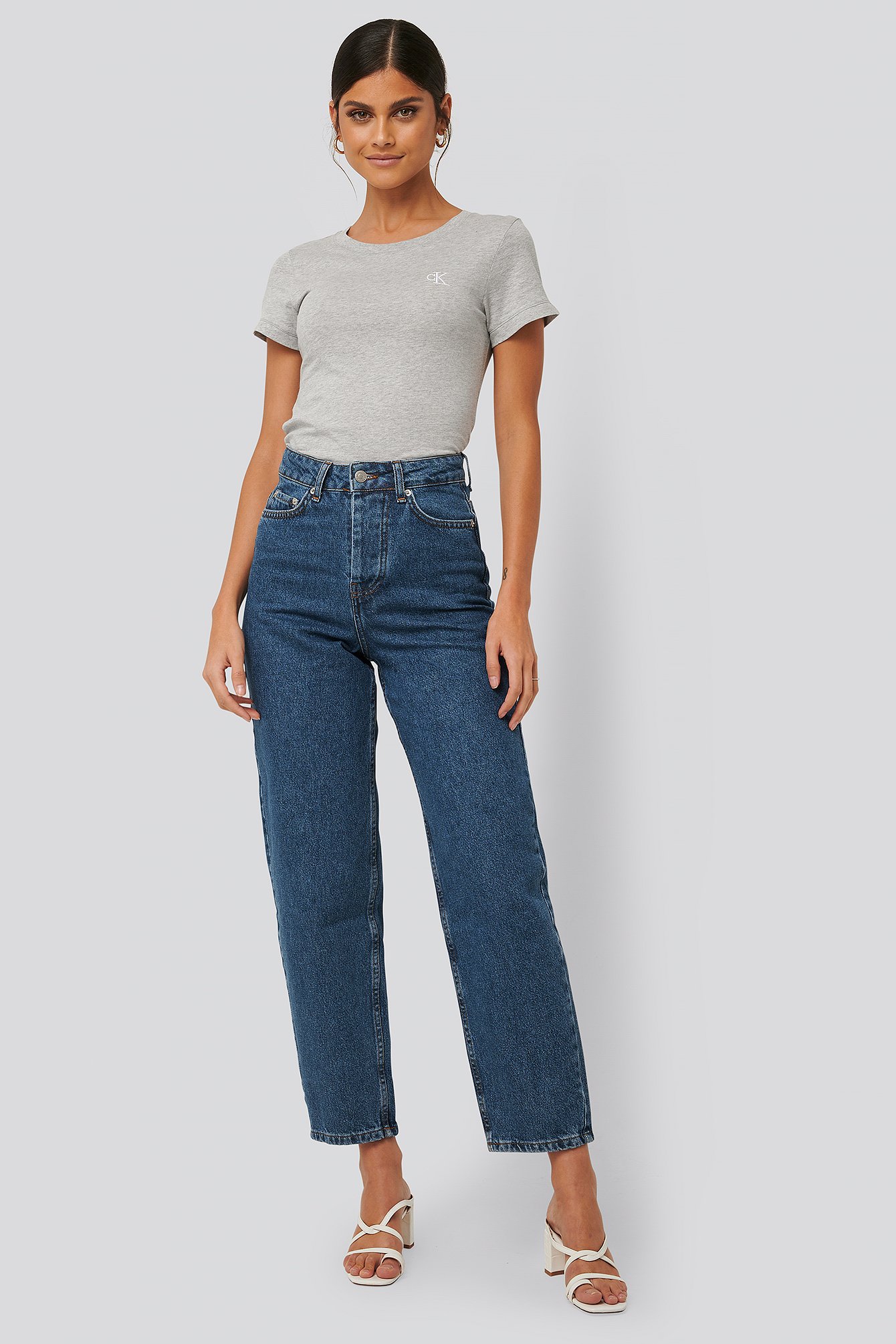 high rise ribcage straight jeans