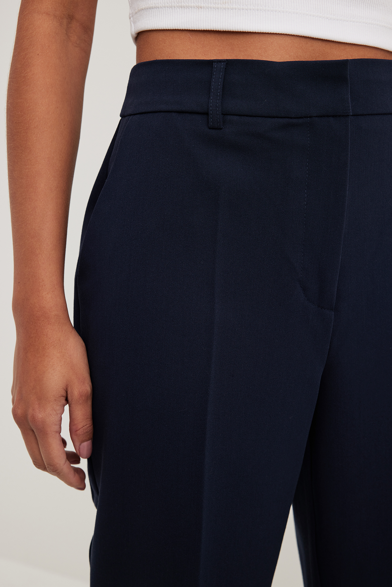 Straight High Waist Cropped Suit Pants Blue | NA-KD