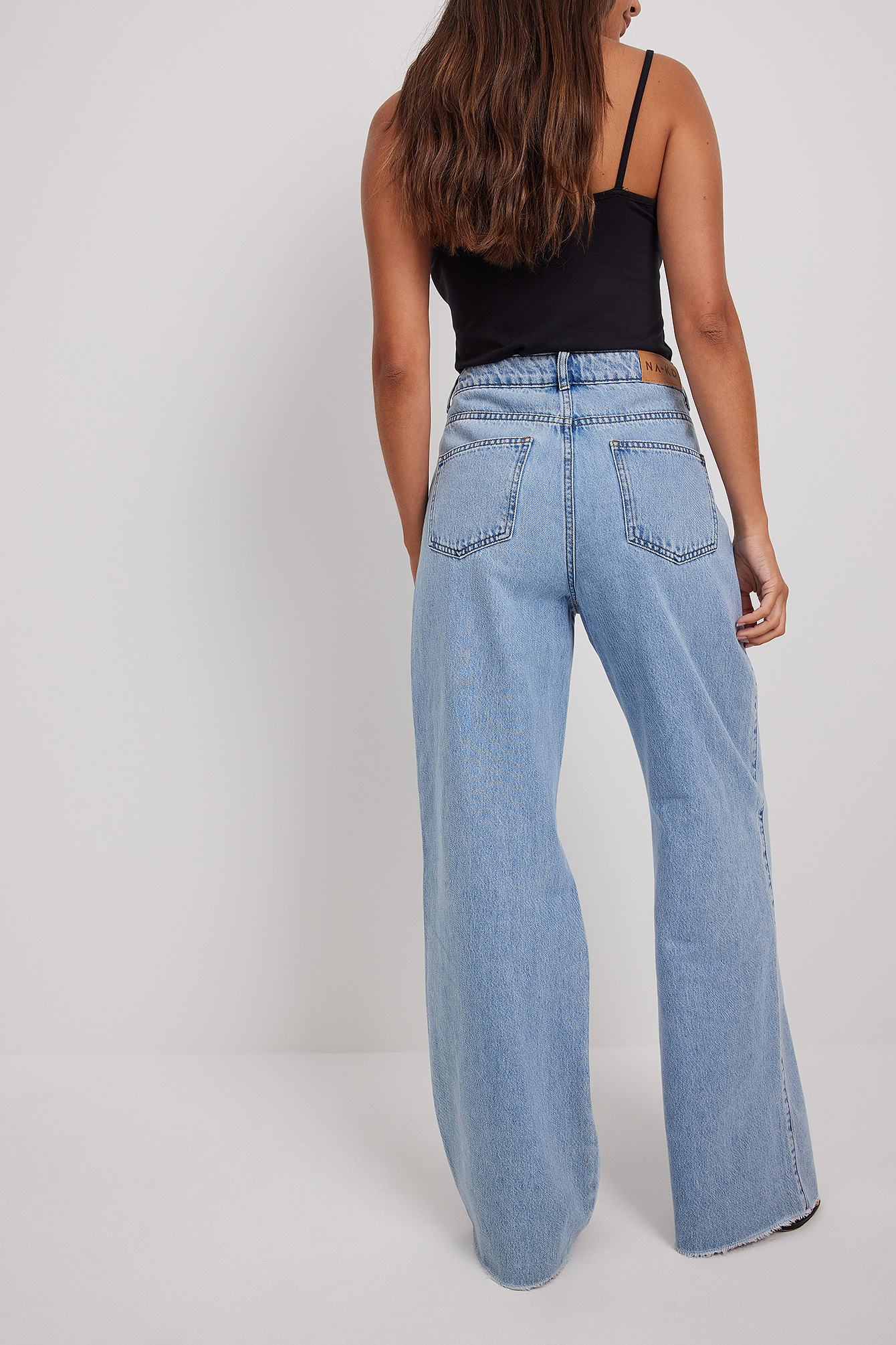 NA-KD patchwork denim straight leg pants in blue - part of a set