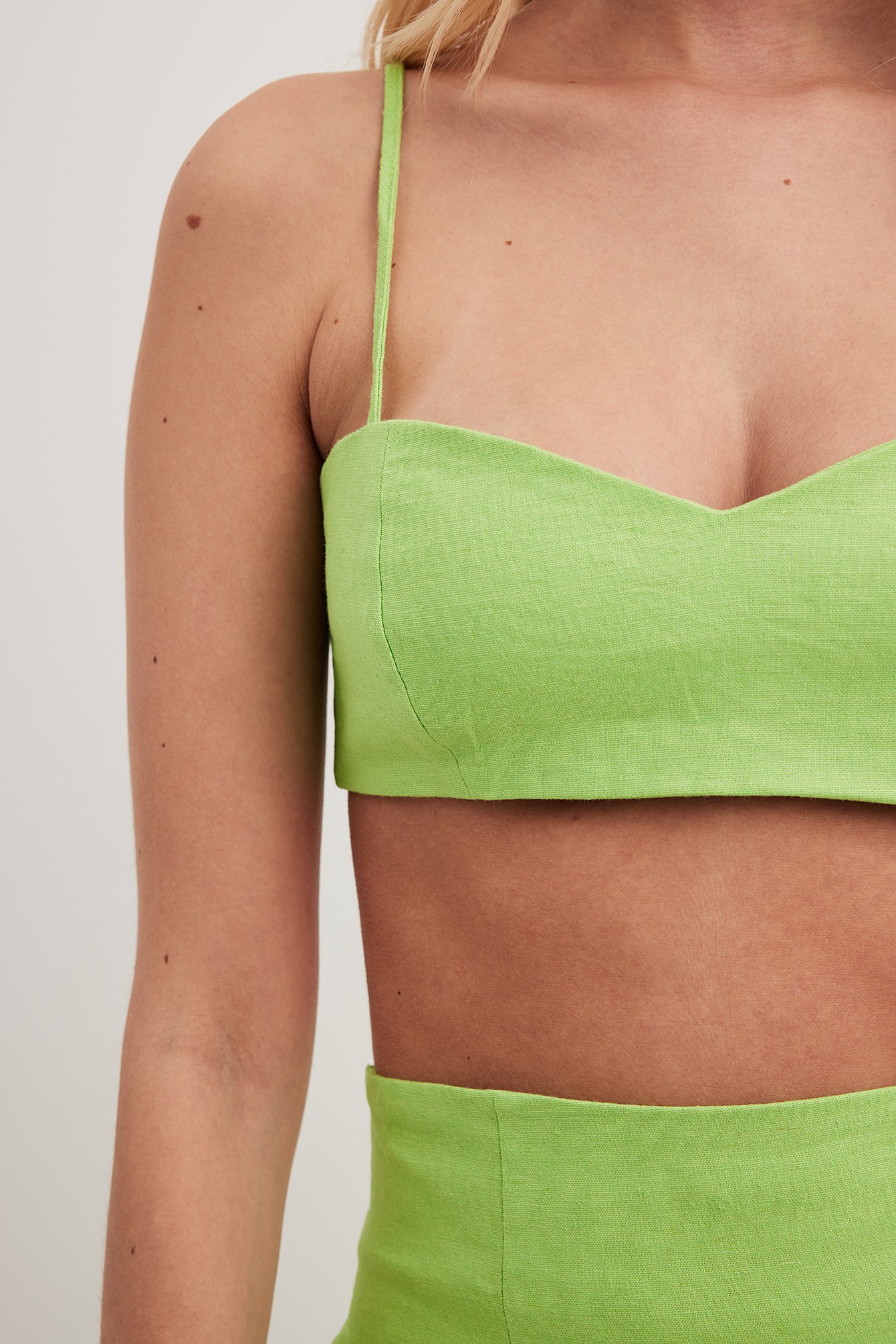 Forest Green Satin Bandeau Crop Top