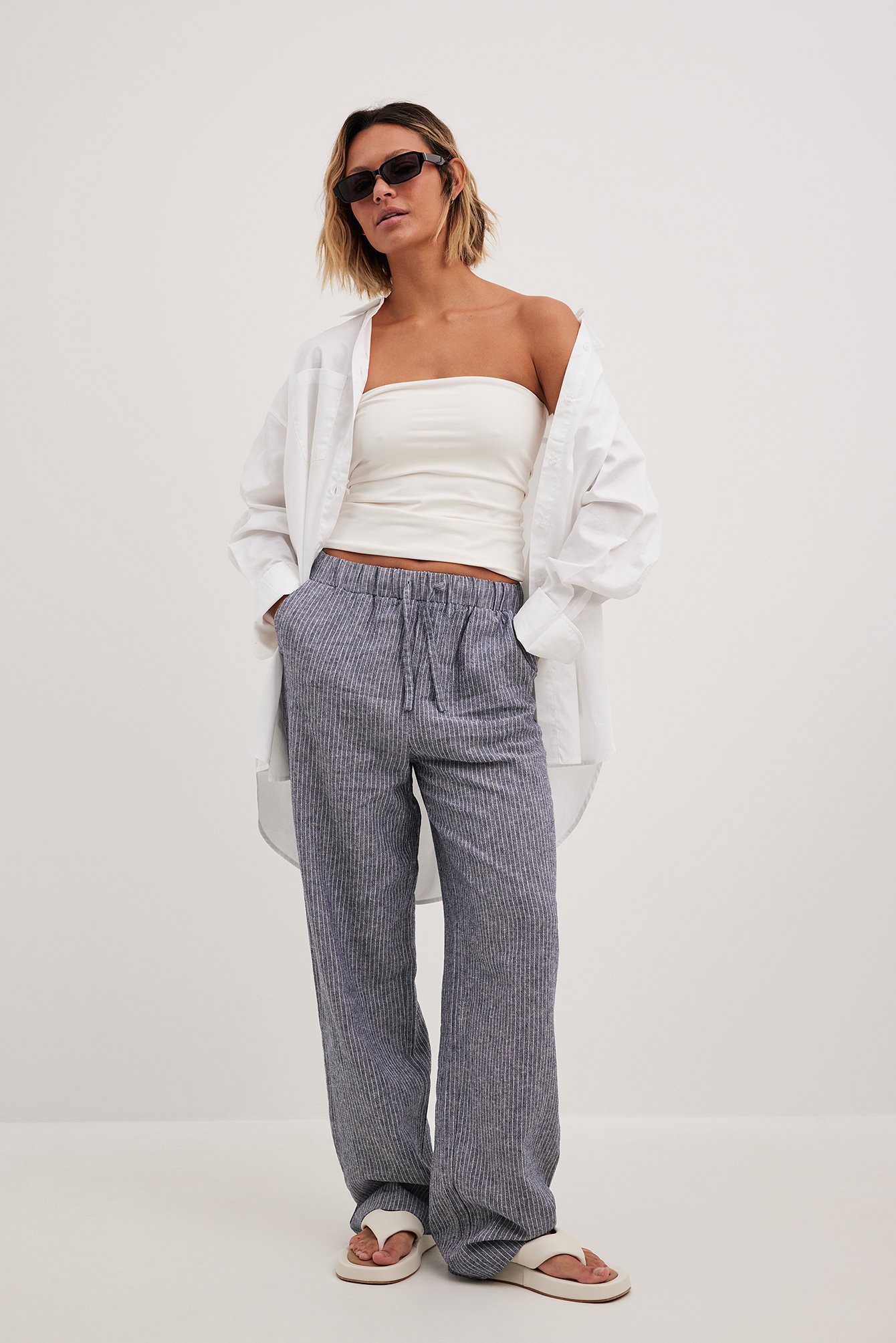 Linen Pants Women Summer Casual Printing Stripe Pattern Low Rise Pants for  Women Fashion Fitted Daily Linen And Cotton Lightweight Party Vacation