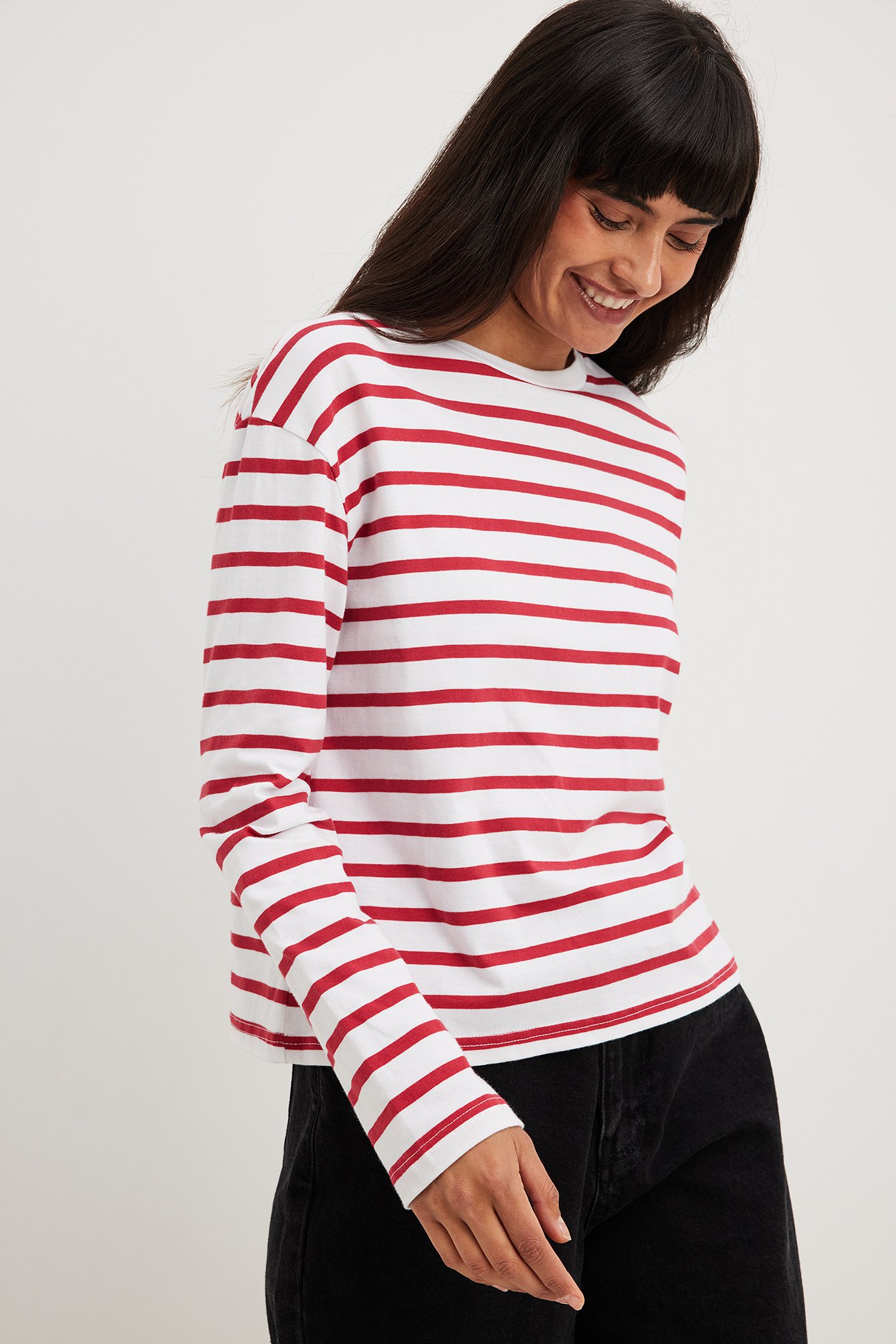 Striped Oversized Long Sleeved Top Blue