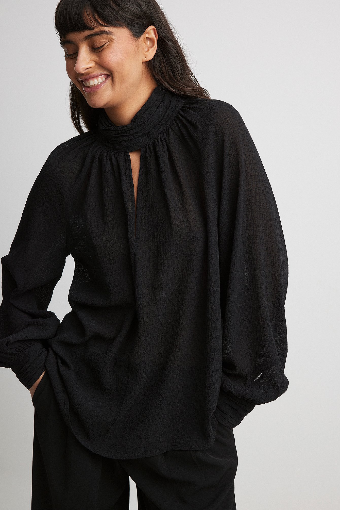 Strukturierte Bluse - Black