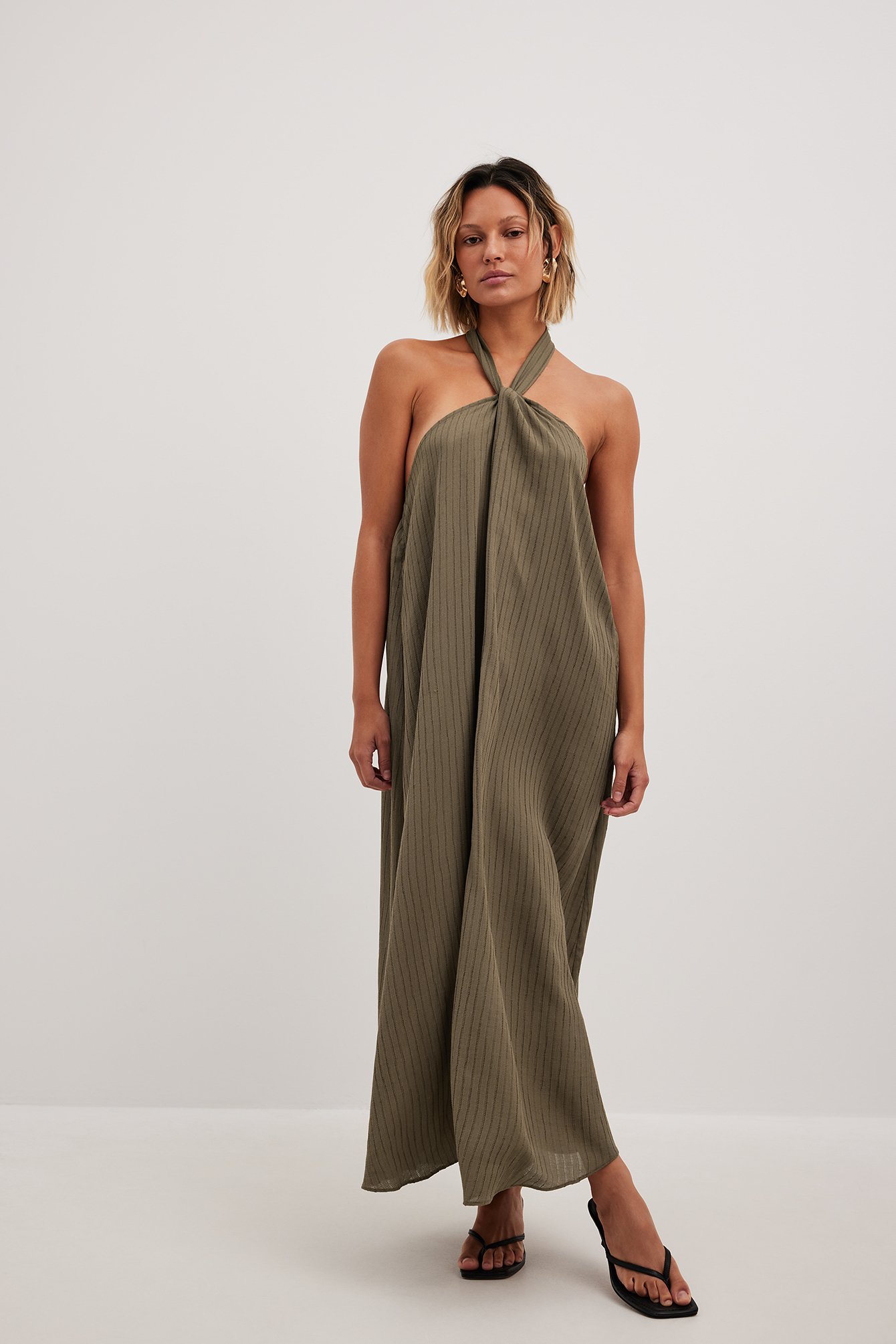 Structured Halterneck Midi Dress