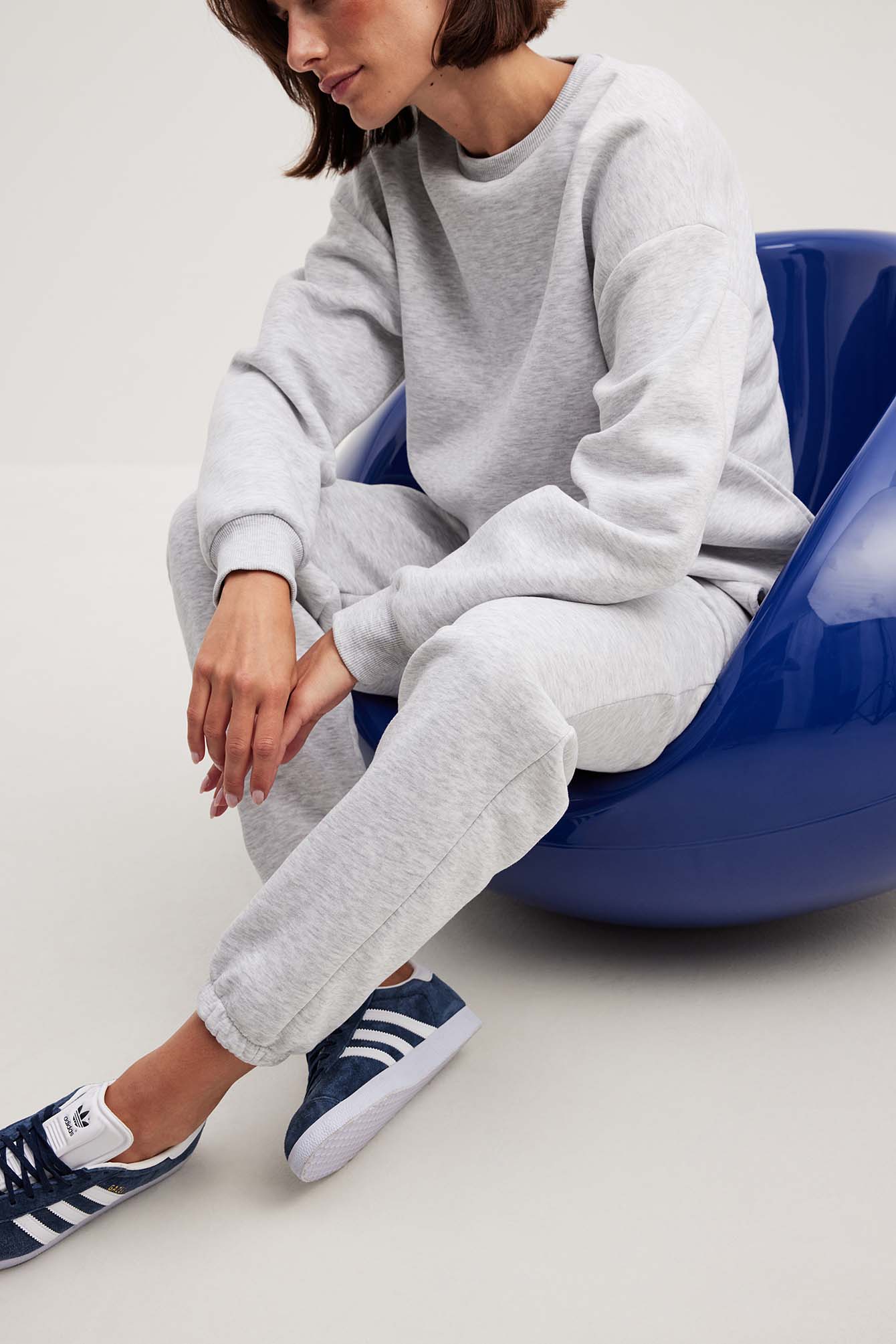 Straight Leg Sweatpants - Light Grey Melange