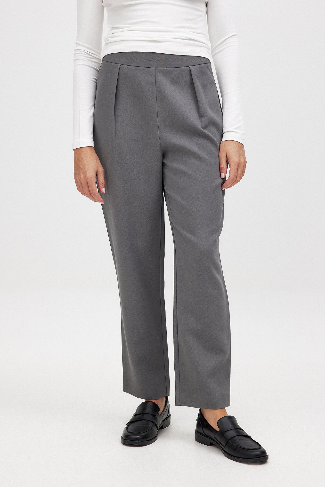 NA-KD Tapered High Waist Pants - Work Trousers - Grey - EU 40 - NA-KD / NAKD