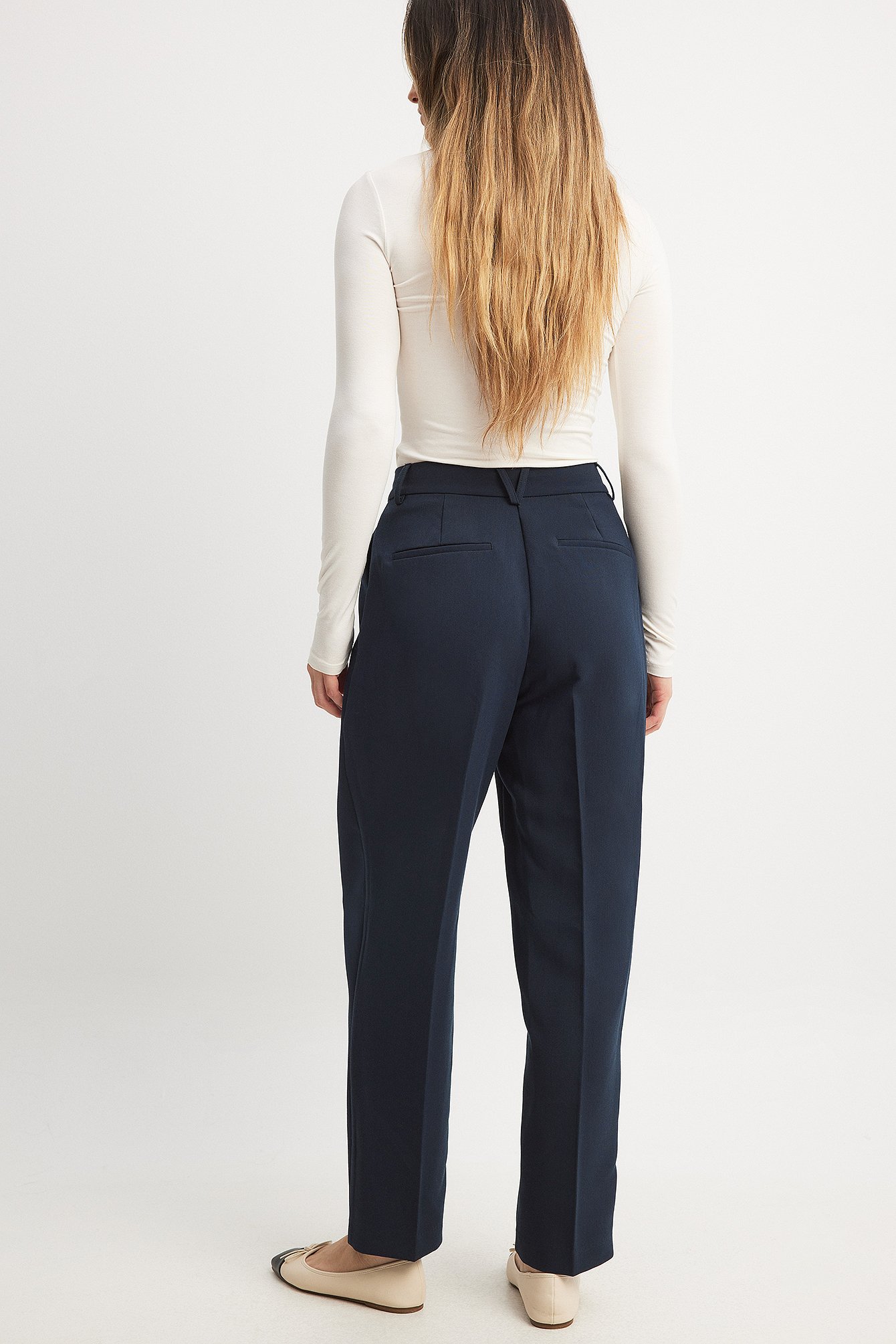 Womens Blue High Waisted Trousers